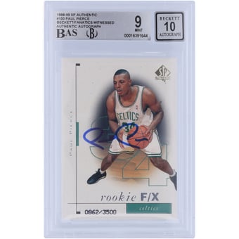 Paul Pierce Boston Celtics Autographed 1998-99 Upper Deck SP Authentic #100 #/3500 Beckett Fanatics Witnessed Authenticated /10 Rookie Card