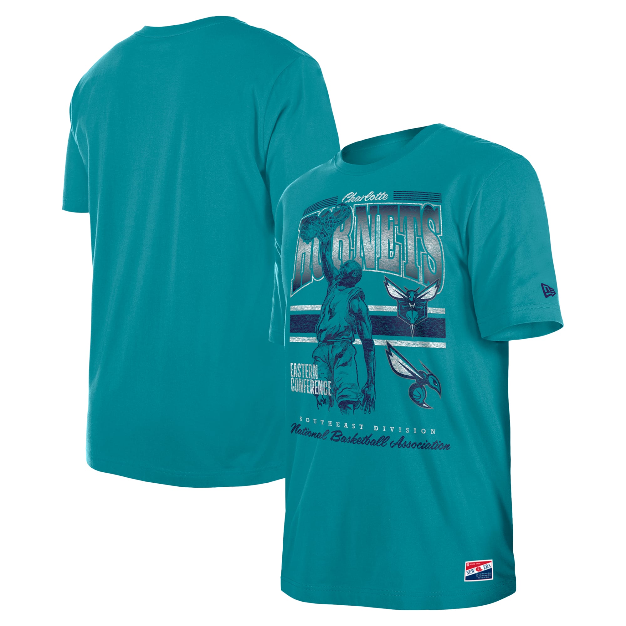 Men's New Era Teal Charlotte Hornets Enzyme Wash Oversized T-Shirt