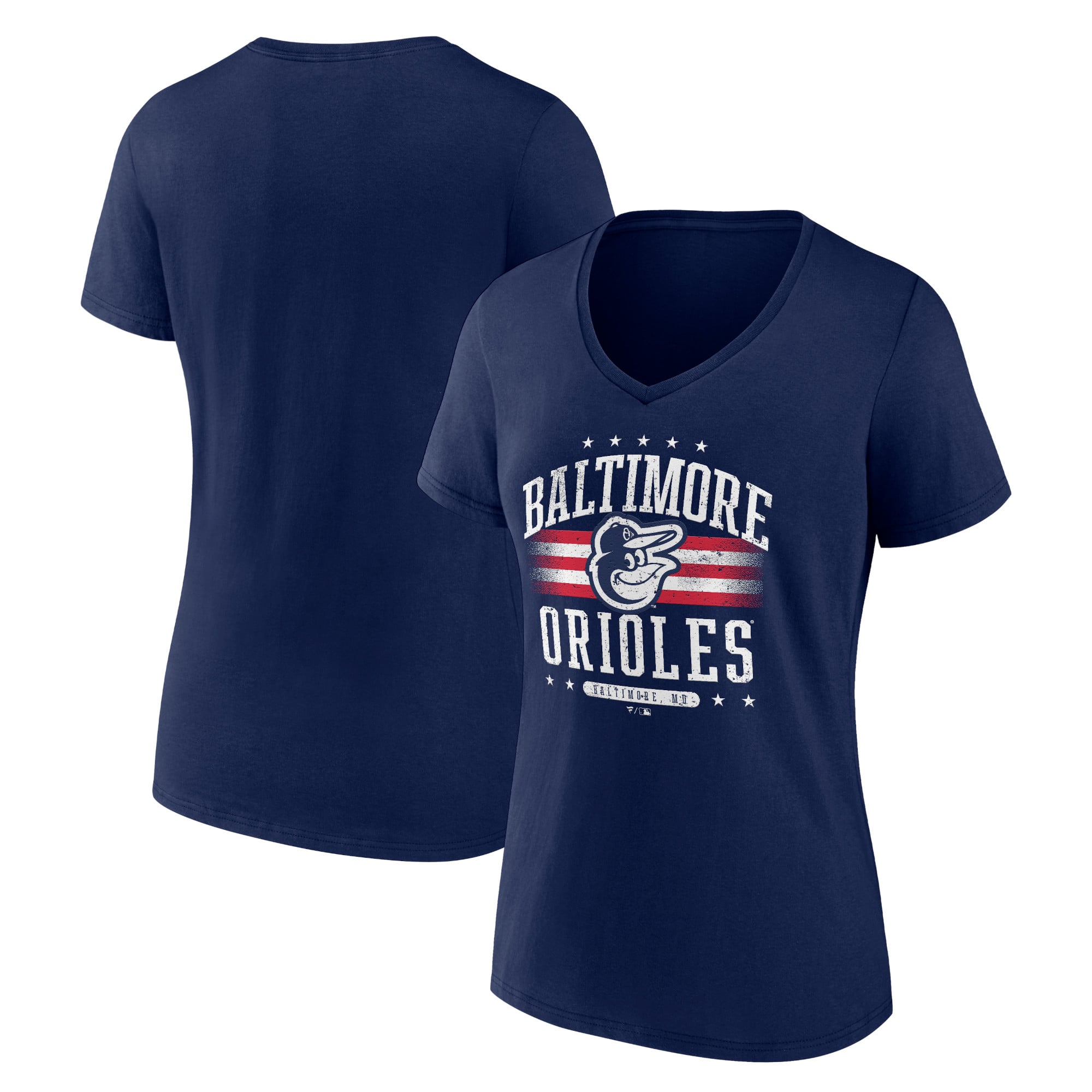 Women's Navy Baltimore Orioles Americana Team V-Neck T-Shirt