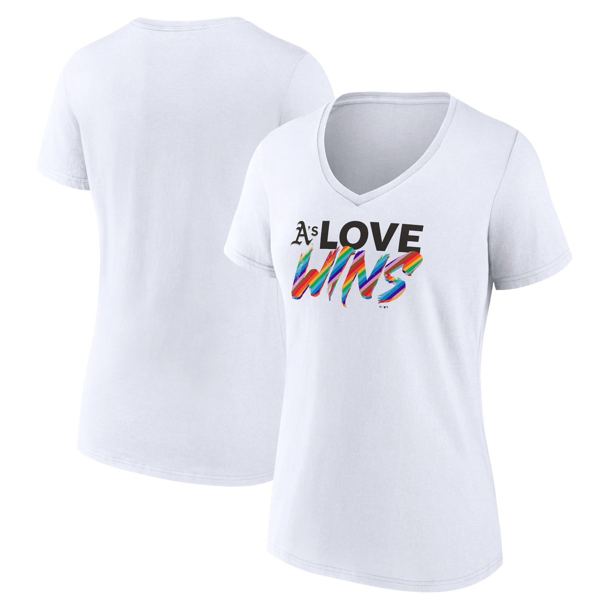Women's White Athletics Love Wins V-Neck T-Shirt