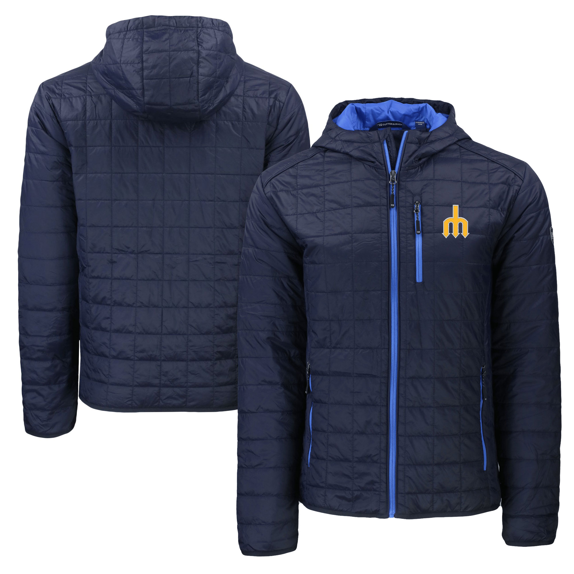 Men’s Cutter & Buck Navy Seattle Mariners Cooperstown Collection Rainier Primaloft Eco Full-Zip Hooded Jacket Men’s Cutter & Buck Navy Seattle Mariners Cooperstown Collection Rainier Primaloft Eco Full-Zip Hooded Jacket
