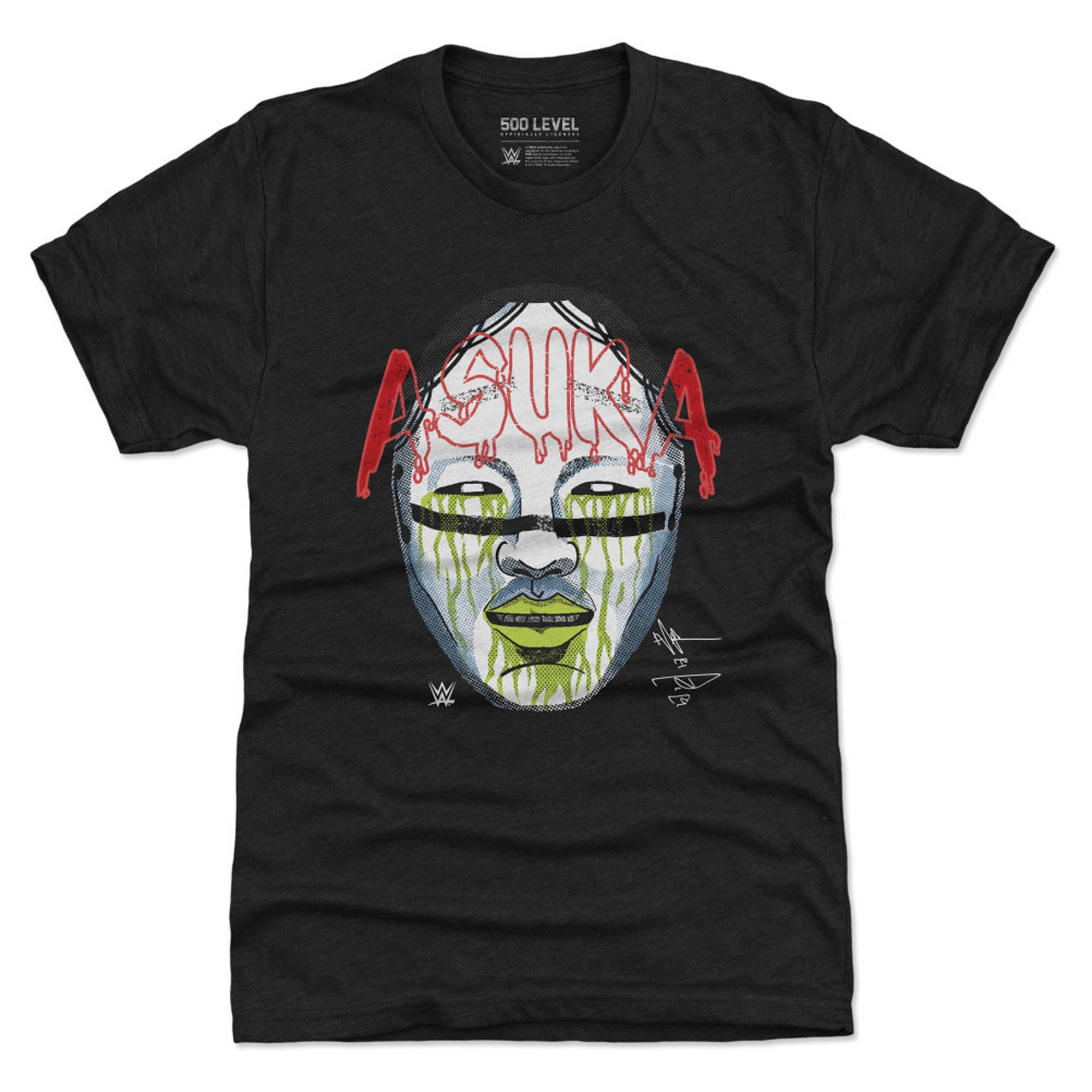 Men's 500 Level  Heather Black Asuka Mask Premium Tri-Blend T-Shirt