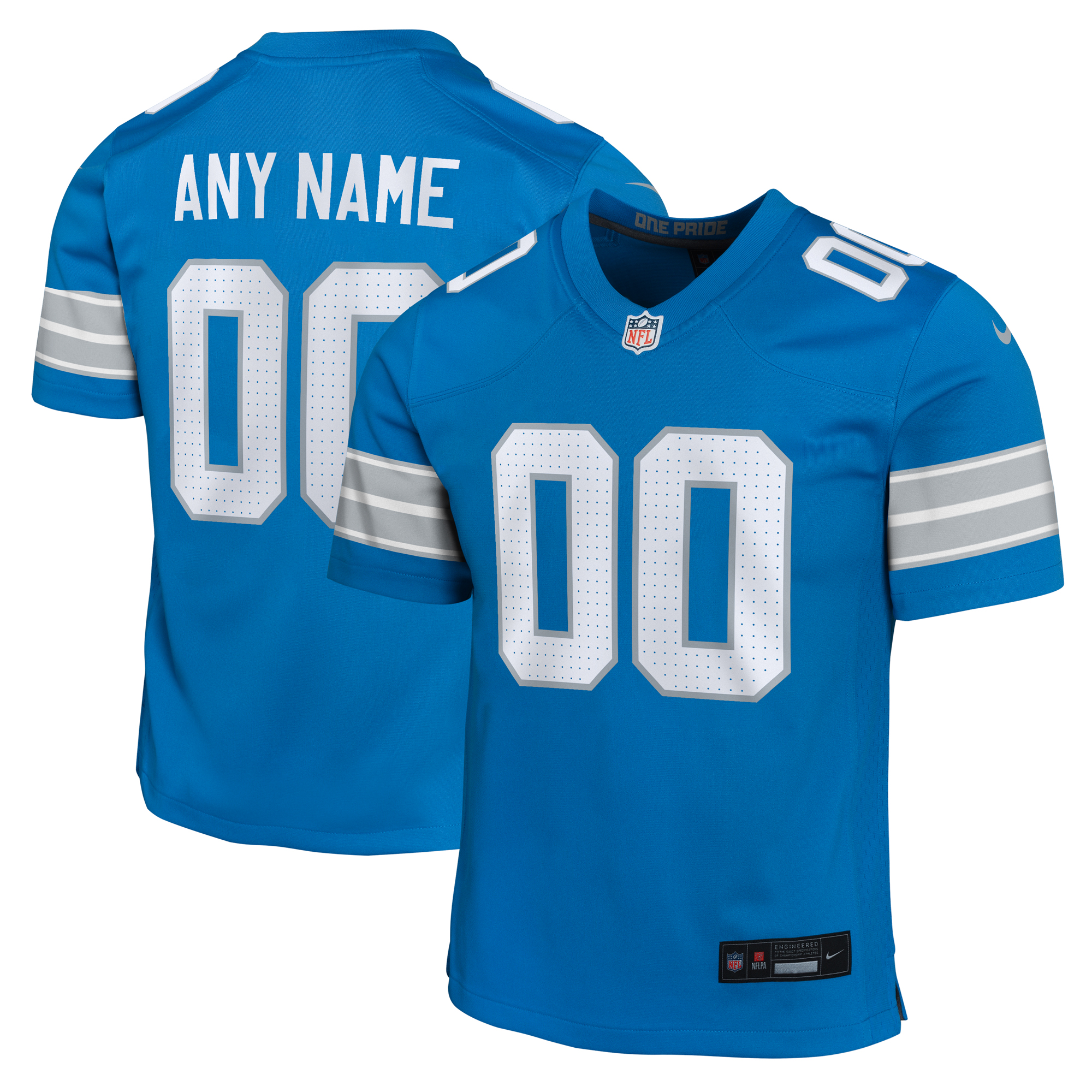 Youth Nike Blue Detroit Lions Custom Game Jersey
