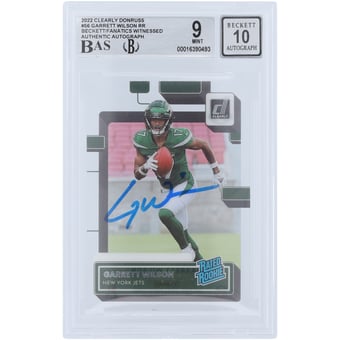 Garrett Wilson New York Jets Autographed 2022 Panini Clearly Donruss Rated Rookie #56 Beckett Fanatics Witnessed Authenticated / Rookie Card