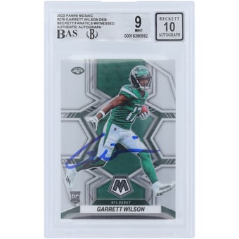 Garrett Wilson New York Jets Autographed 2022 Panini Mosaic NFL Debut #276 Beckett Fanatics Witnessed Authenticated /10 Rookie Card