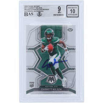 Garrett Wilson New York Jets Autographed 2022 Panini Mosaic #311 Beckett Fanatics Witnessed Authenticated /10 Rookie Card