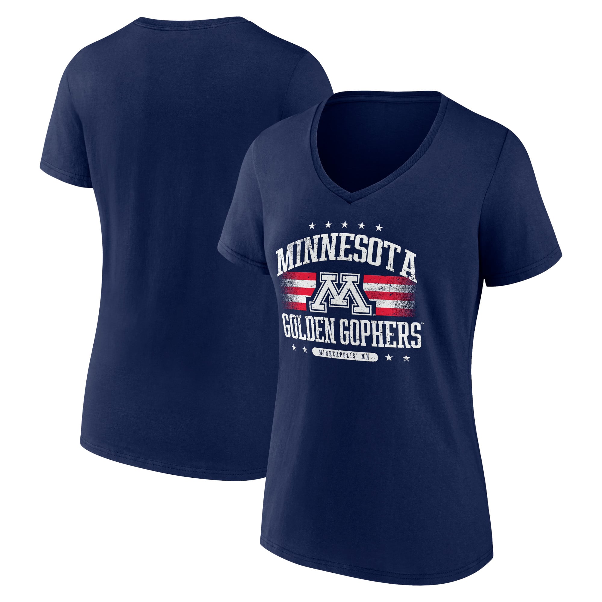 Women's Navy Minnesota Golden Gophers Americana Team V-Neck T-Shirt