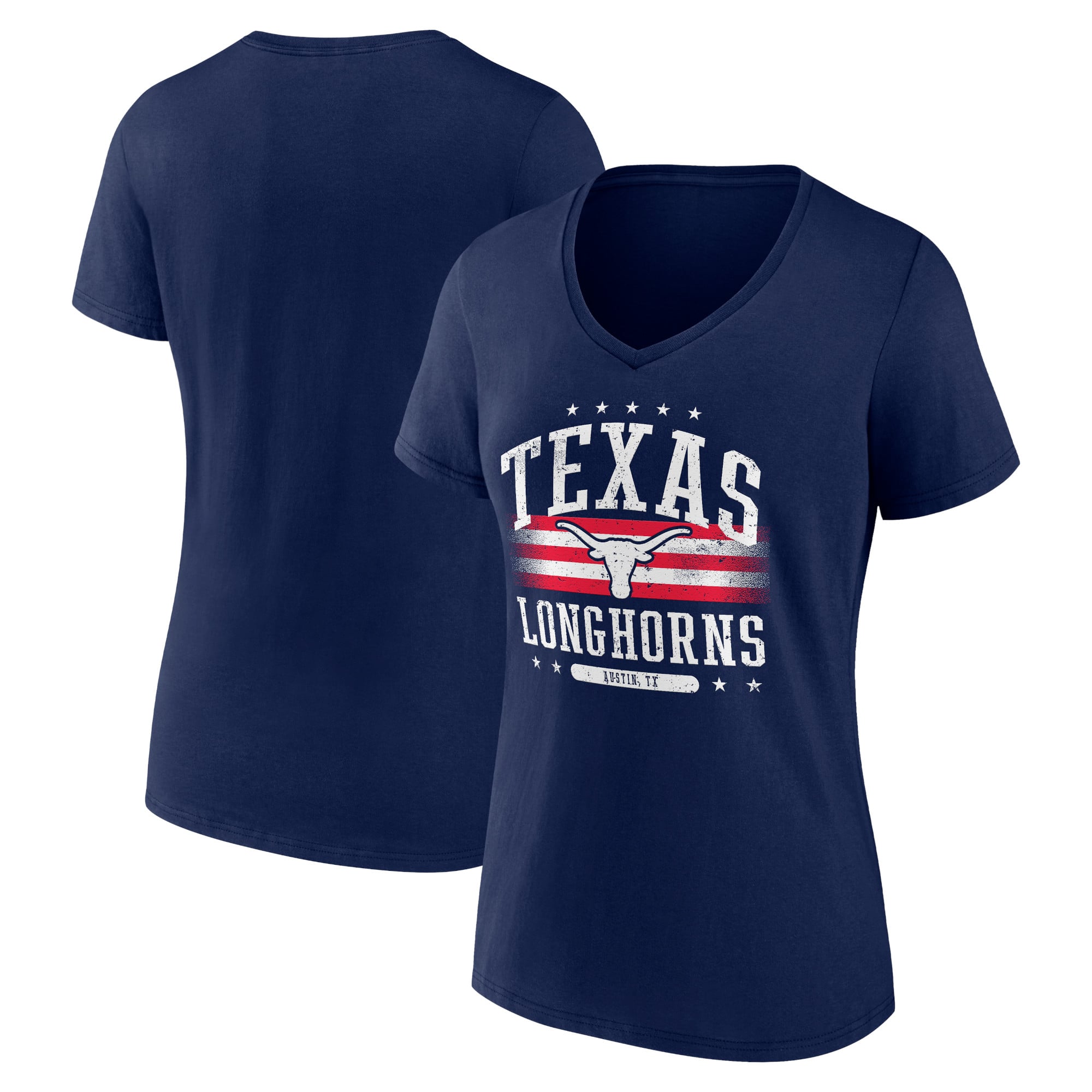 Women's Navy Texas Longhorns Americana Team V-Neck T-Shirt