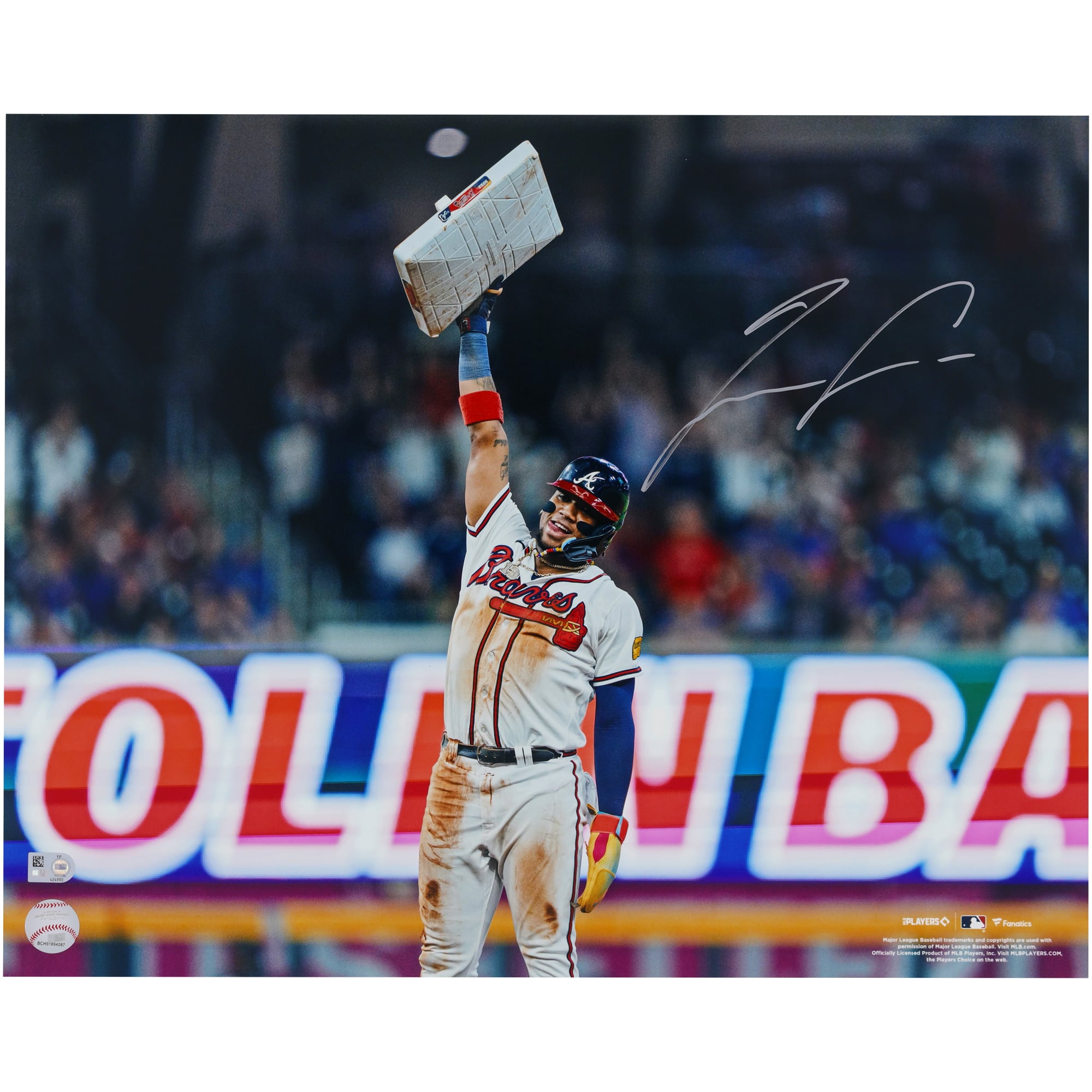 Ronald Acuña Jr. Atlanta Braves Autographed 16″ x 20″ Holding Base Photograph