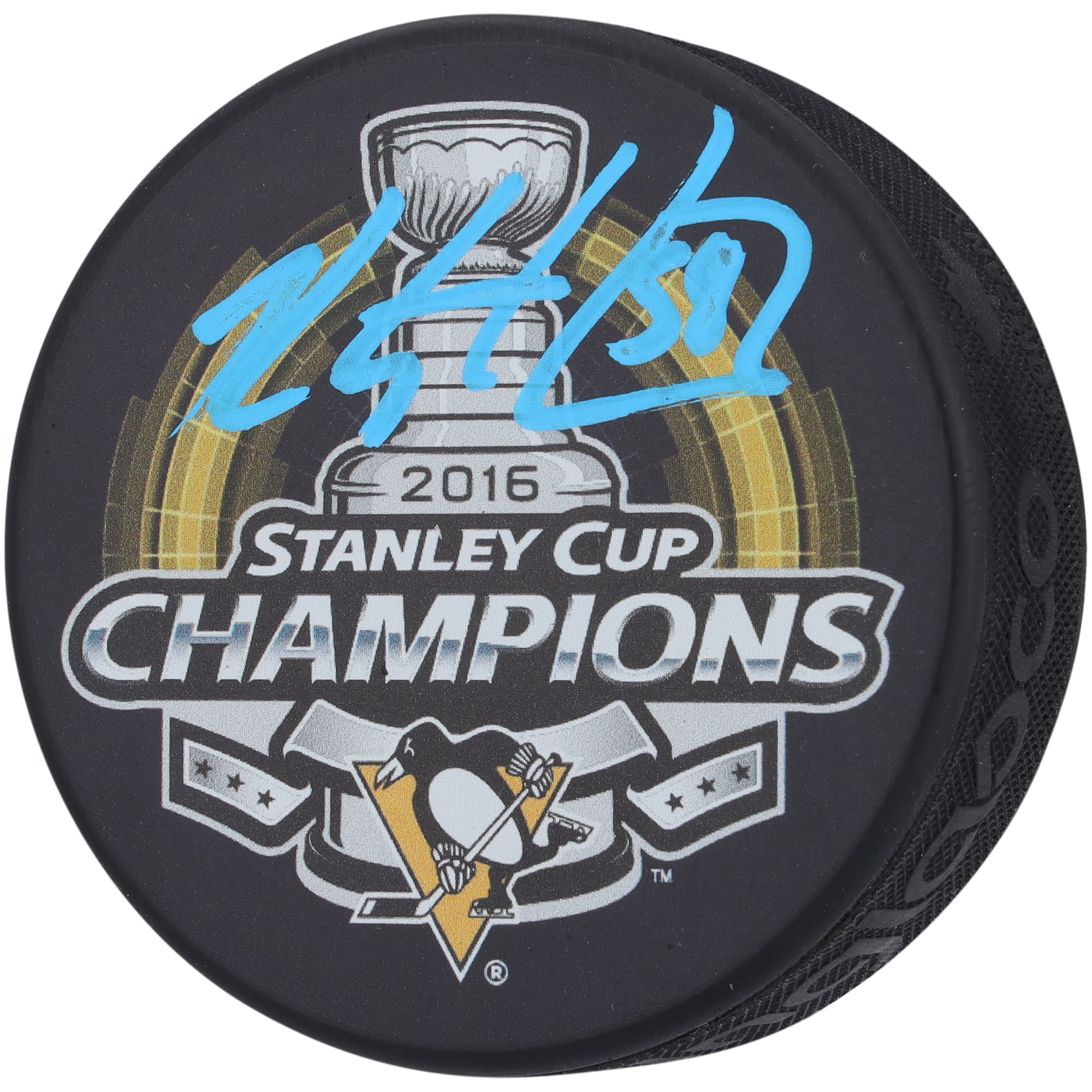 Kris Letang Pittsburgh Penguins Autographed 2016 Stanley Cup Champs Hockey Puck