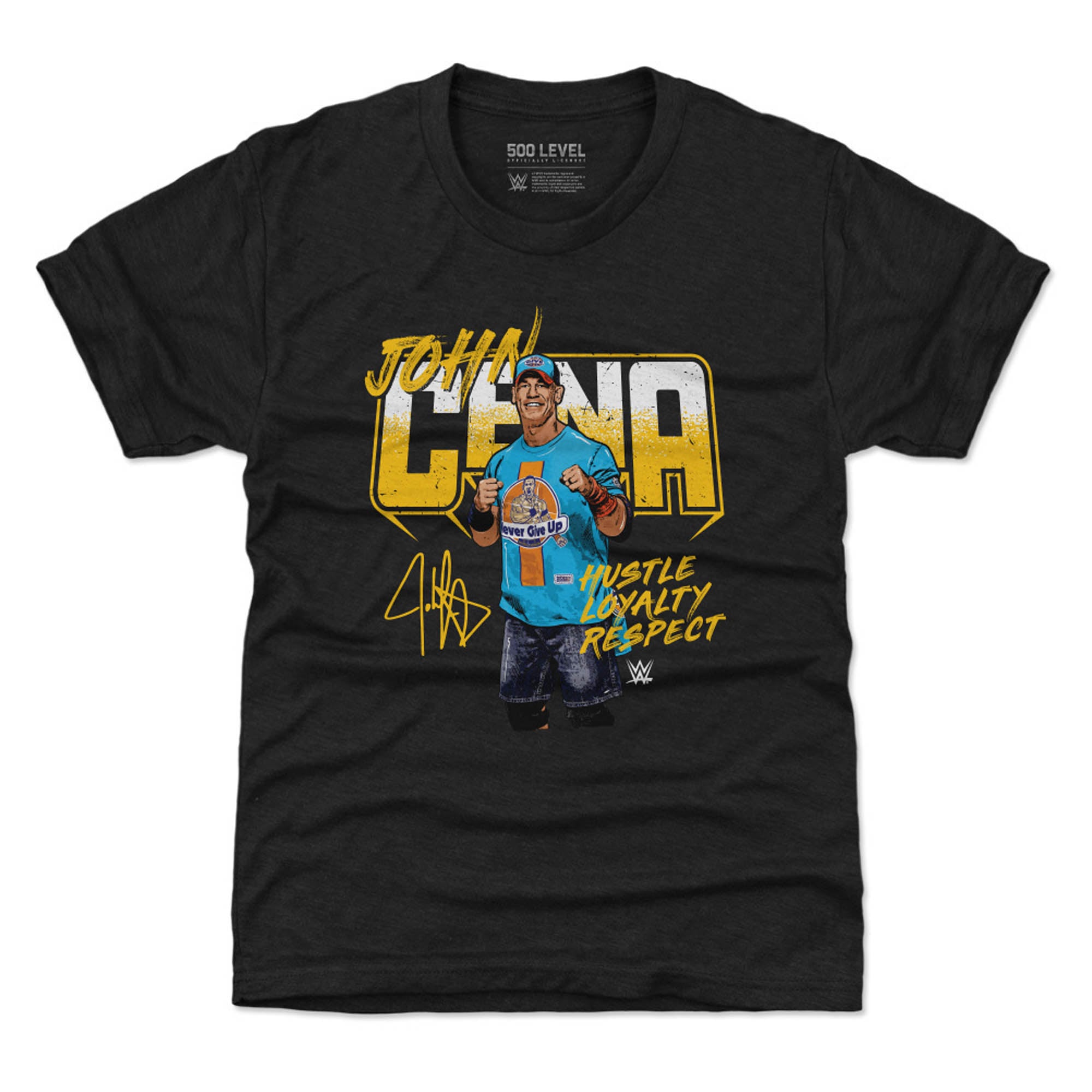 Youth 500 Level  Heather Black John Cena Hustle, Loyalty Respect Marker T-Shirt
