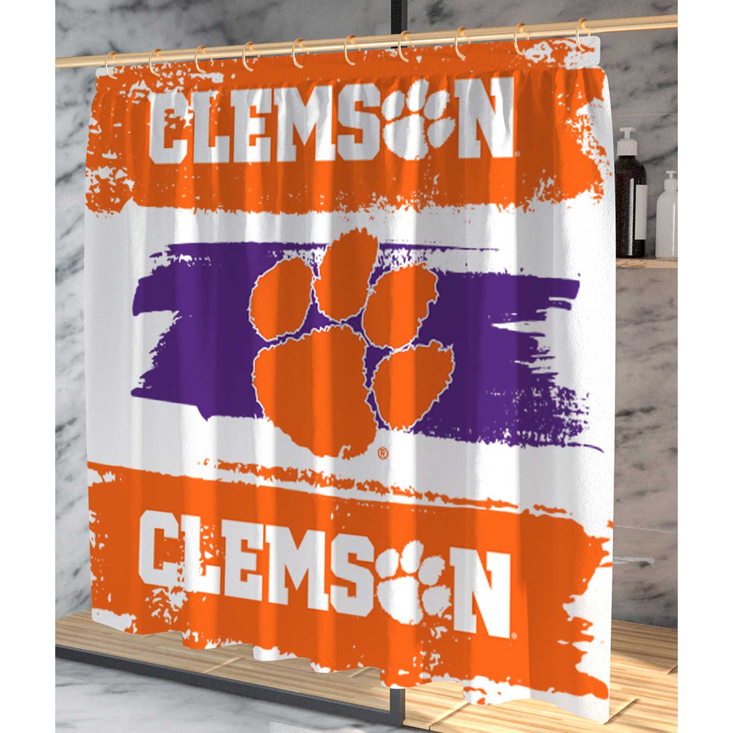Pegasus Clemson Tigers Shower Curtain & Bath Mat Set