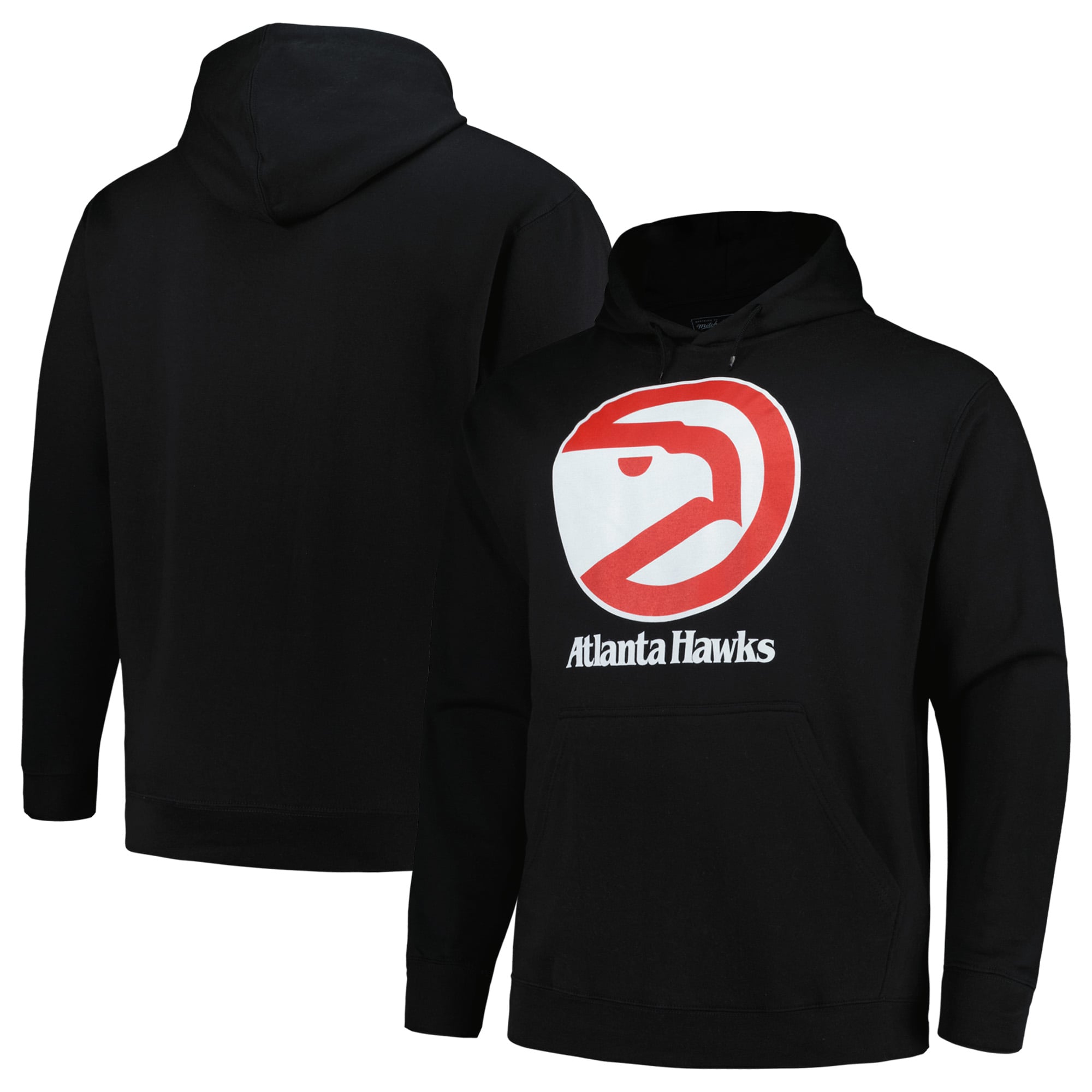 Men's Mitchell & Ness Black Atlanta Hawks Hardwood Classics Big & Tall Pullover Hoodie