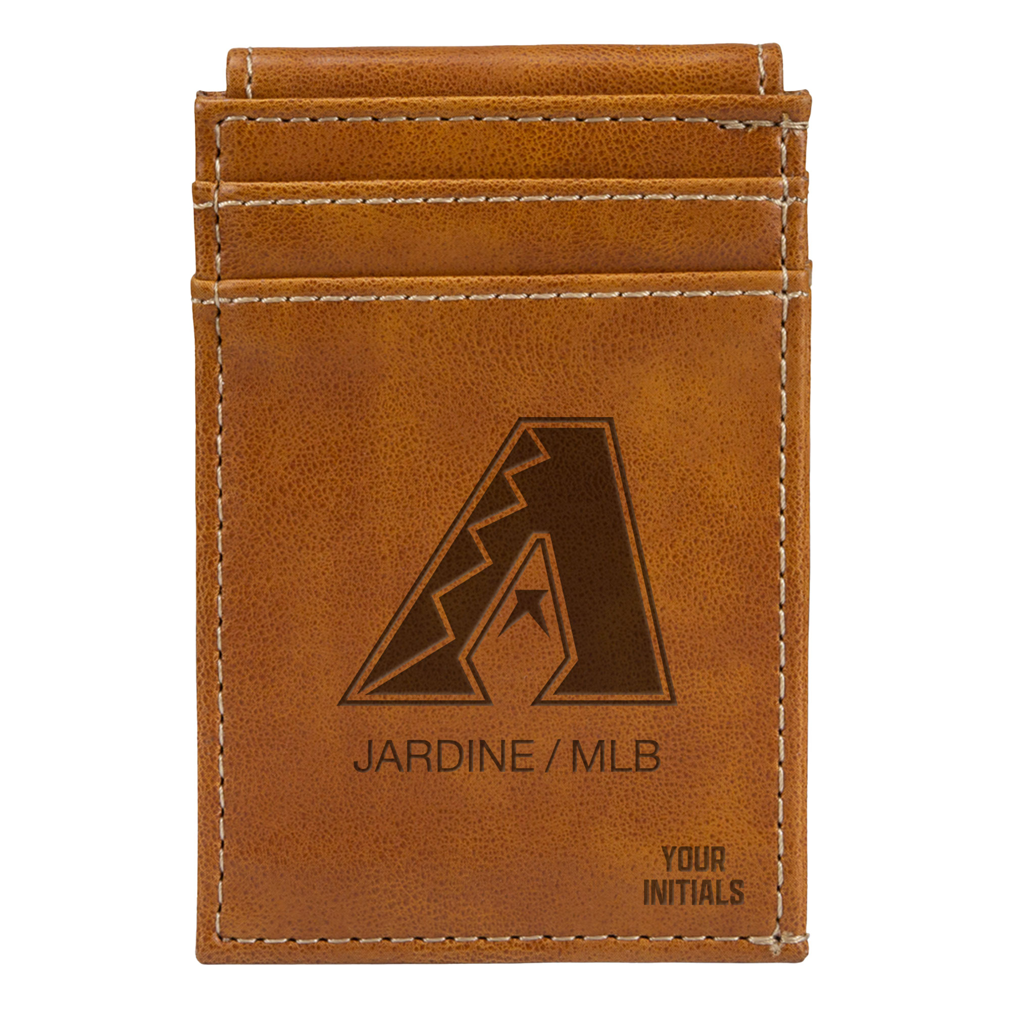 Brown Arizona Diamondbacks Personalized Front Pocket Wallet