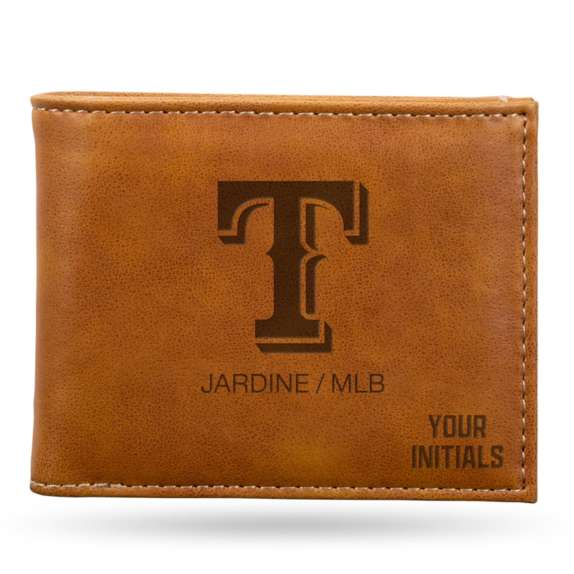 Brown Texas Rangers Personalized Billfold Wallet