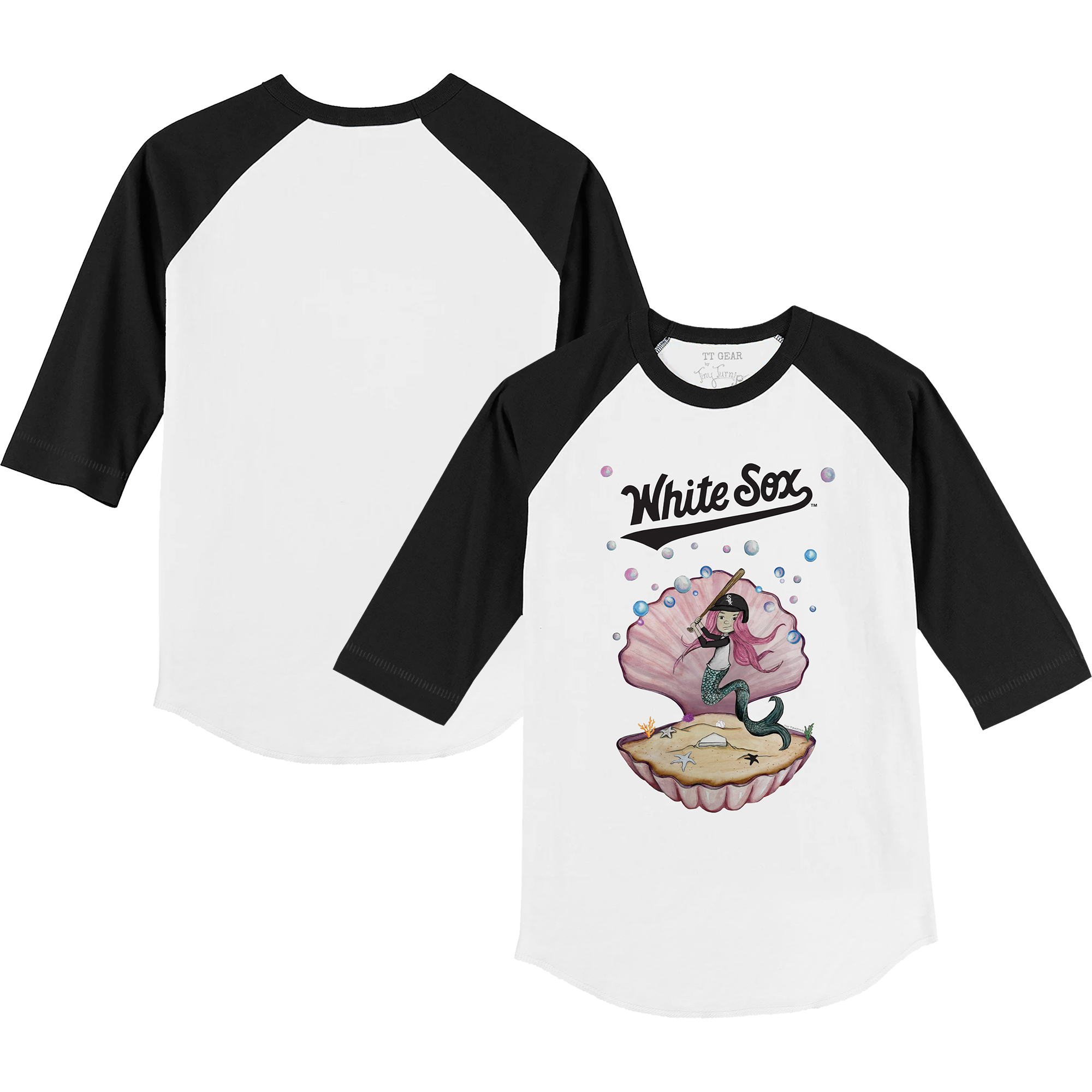 Infant Tiny Turnip White/Black Chicago White Sox Mermaid 3/4-Sleeve Raglan T-Shirt Infant Tiny Turnip White/Black Chicago White Sox Mermaid 3/4-Sleeve Raglan T-Shirt