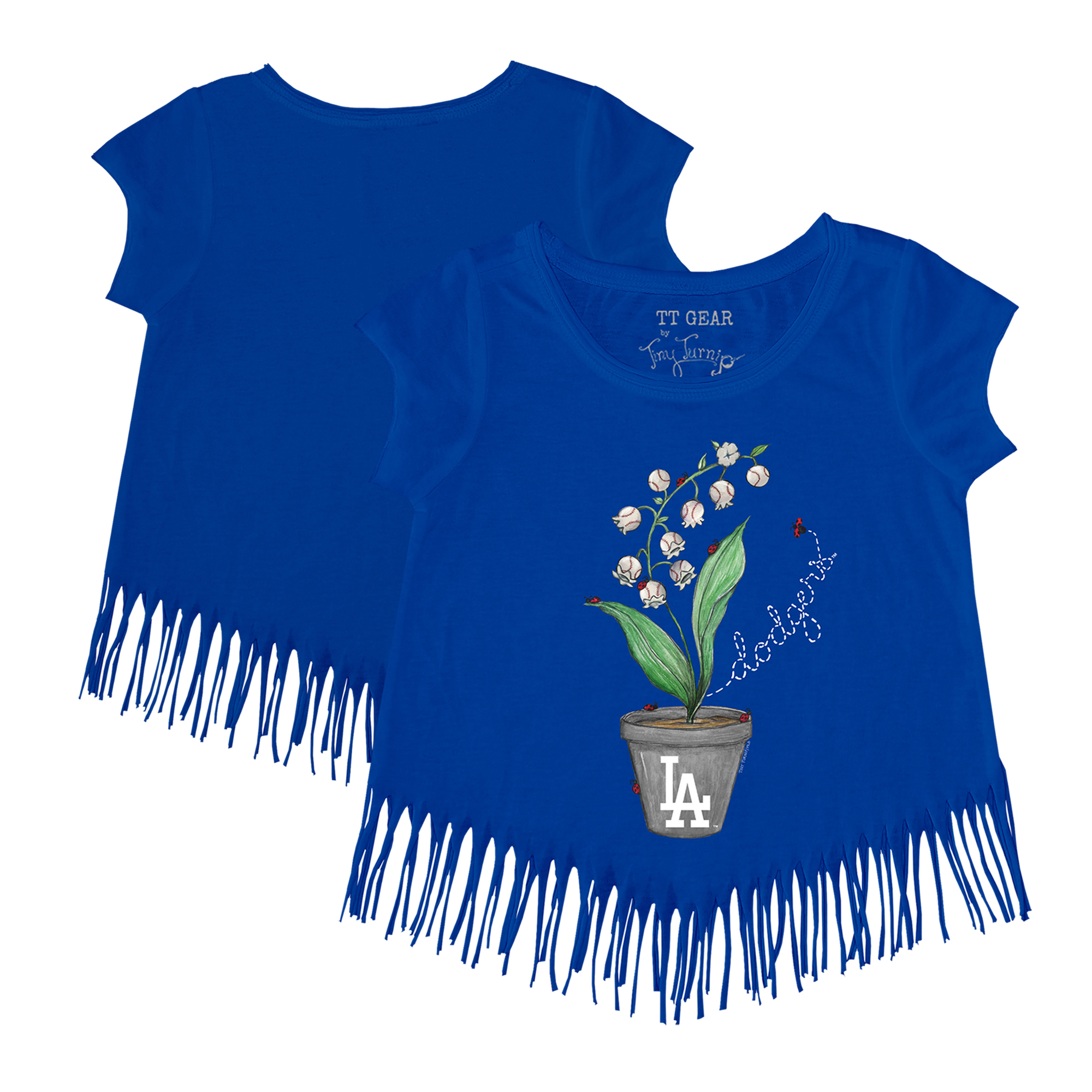 Girls Toddler Tiny Turnip Royal Los Angeles Dodgers Lilies & Ladybugs Fringe T-Shirt Girls Toddler Tiny Turnip Royal Los Angeles Dodgers Lilies & Ladybugs Fringe T-Shirt