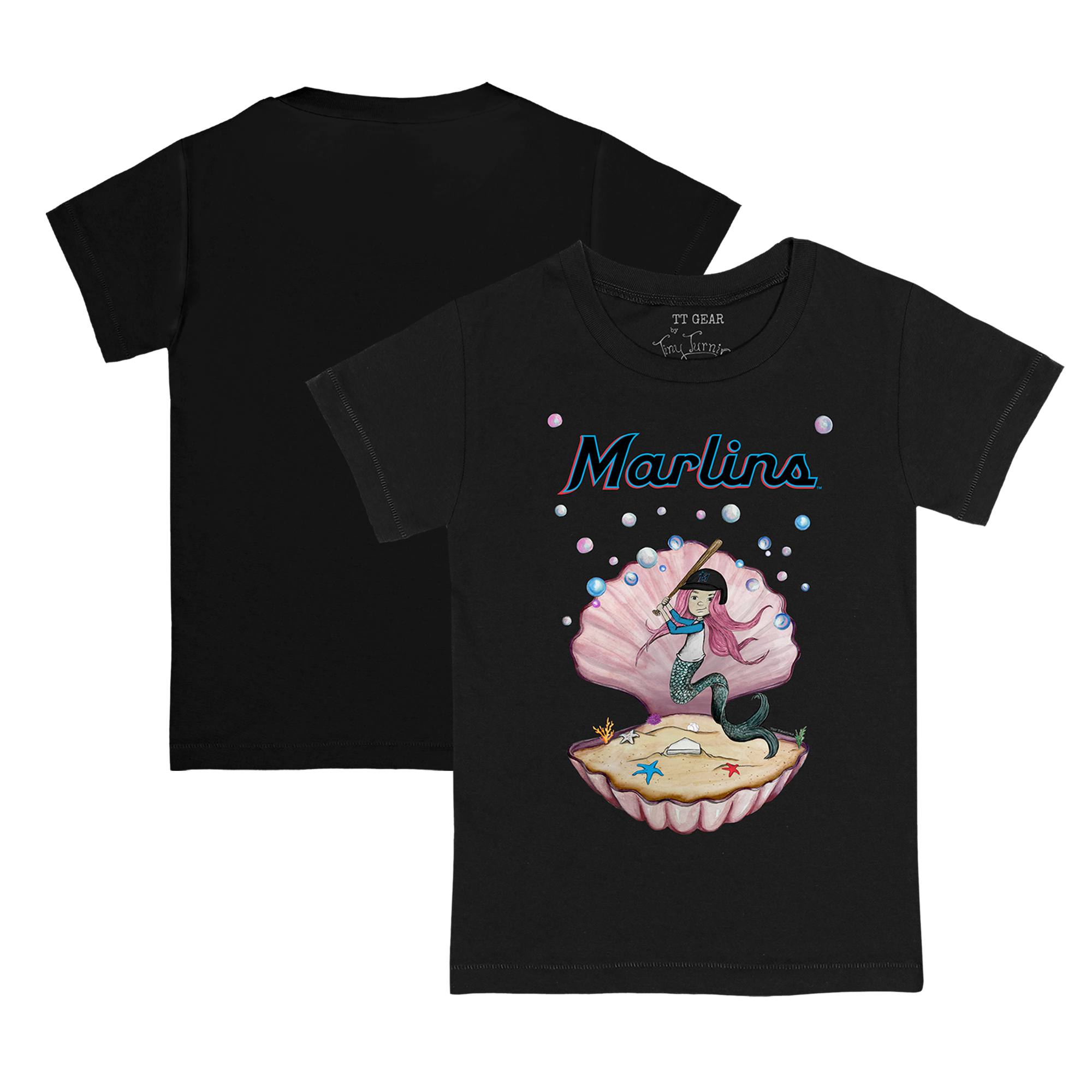 Toddler Tiny Turnip Black Miami Marlins Mermaid T-Shirt Toddler Tiny Turnip Black Miami Marlins Mermaid T-Shirt