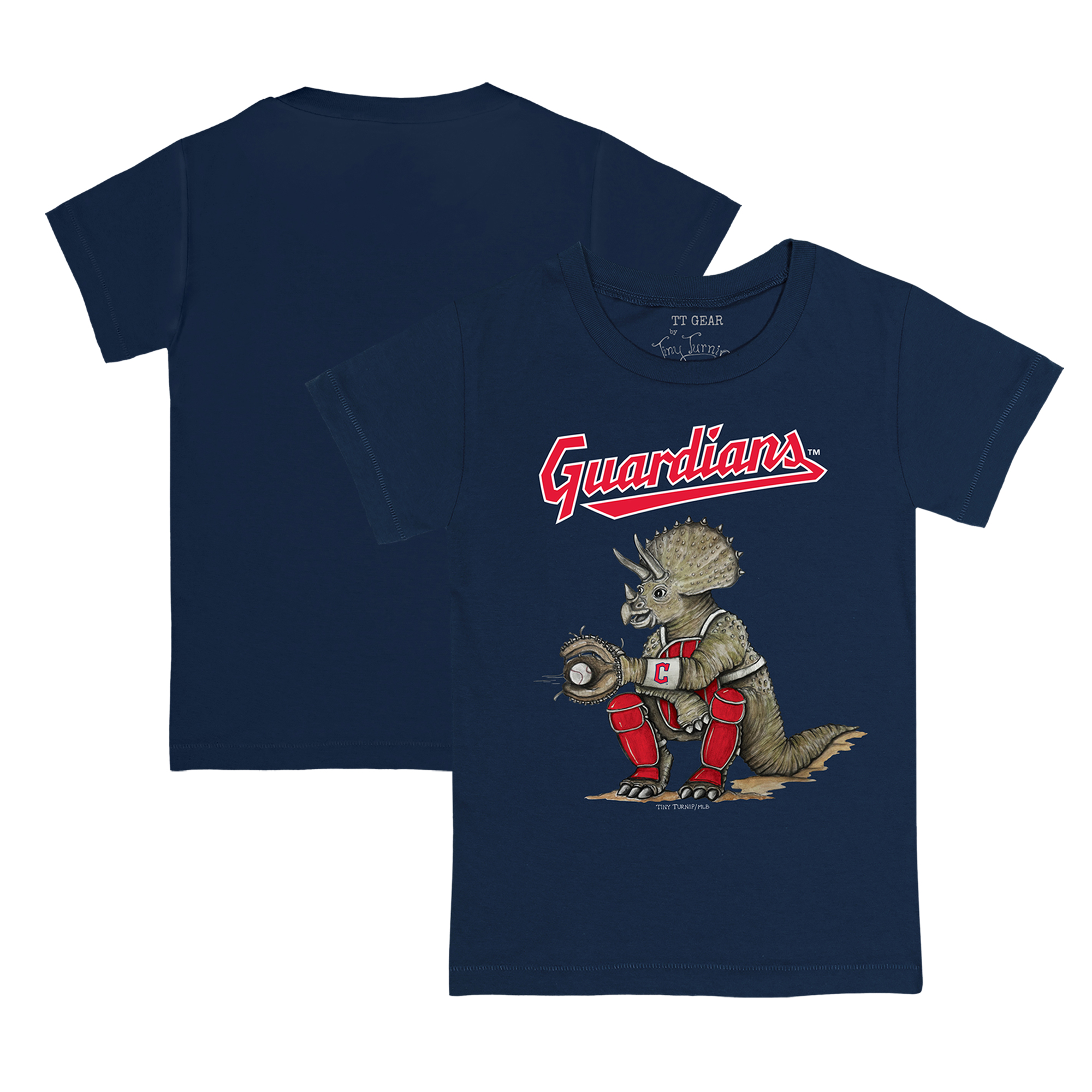 Youth Tiny Turnip Navy Cleveland Guardians Triceratops T-Shirt Youth Tiny Turnip Navy Cleveland Guardians Triceratops T-Shirt