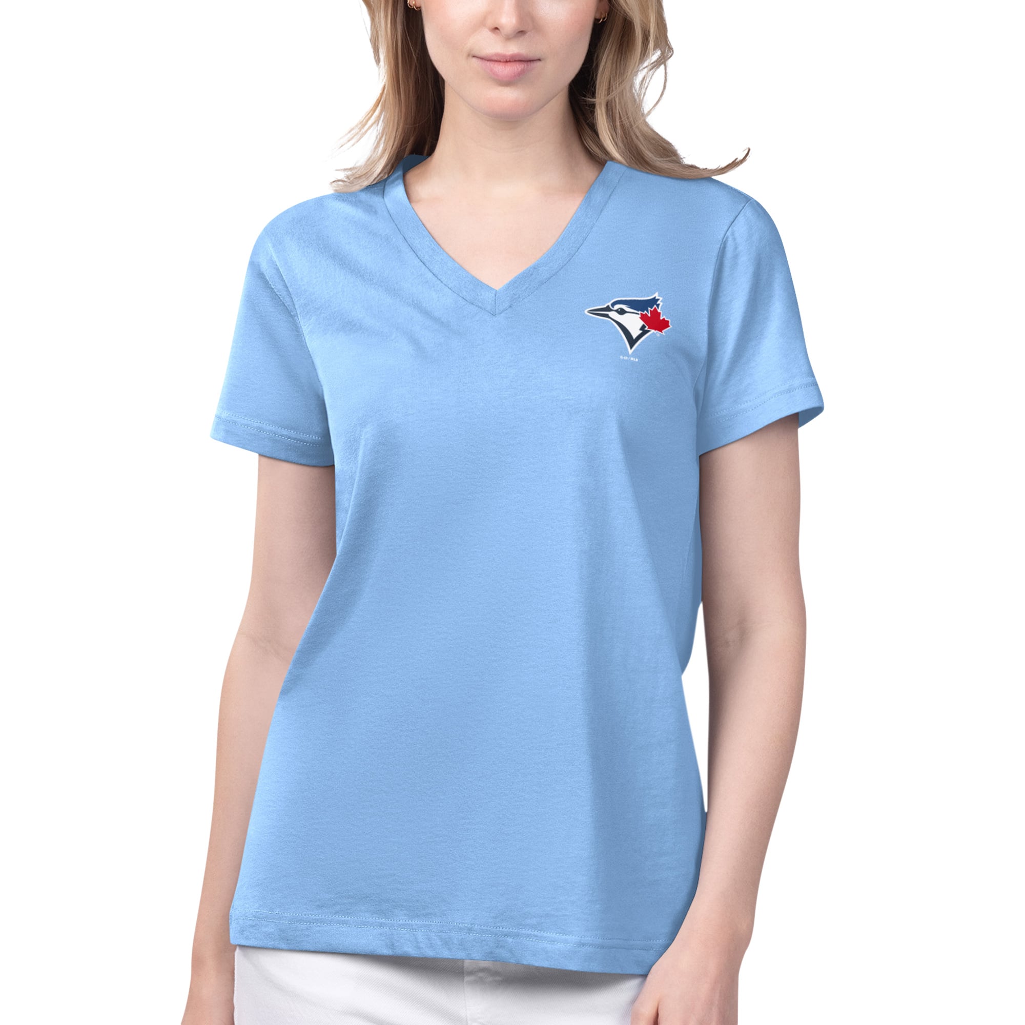 Women's Margaritaville Powder Blue Toronto Blue Jays V-Neck T-Shirt