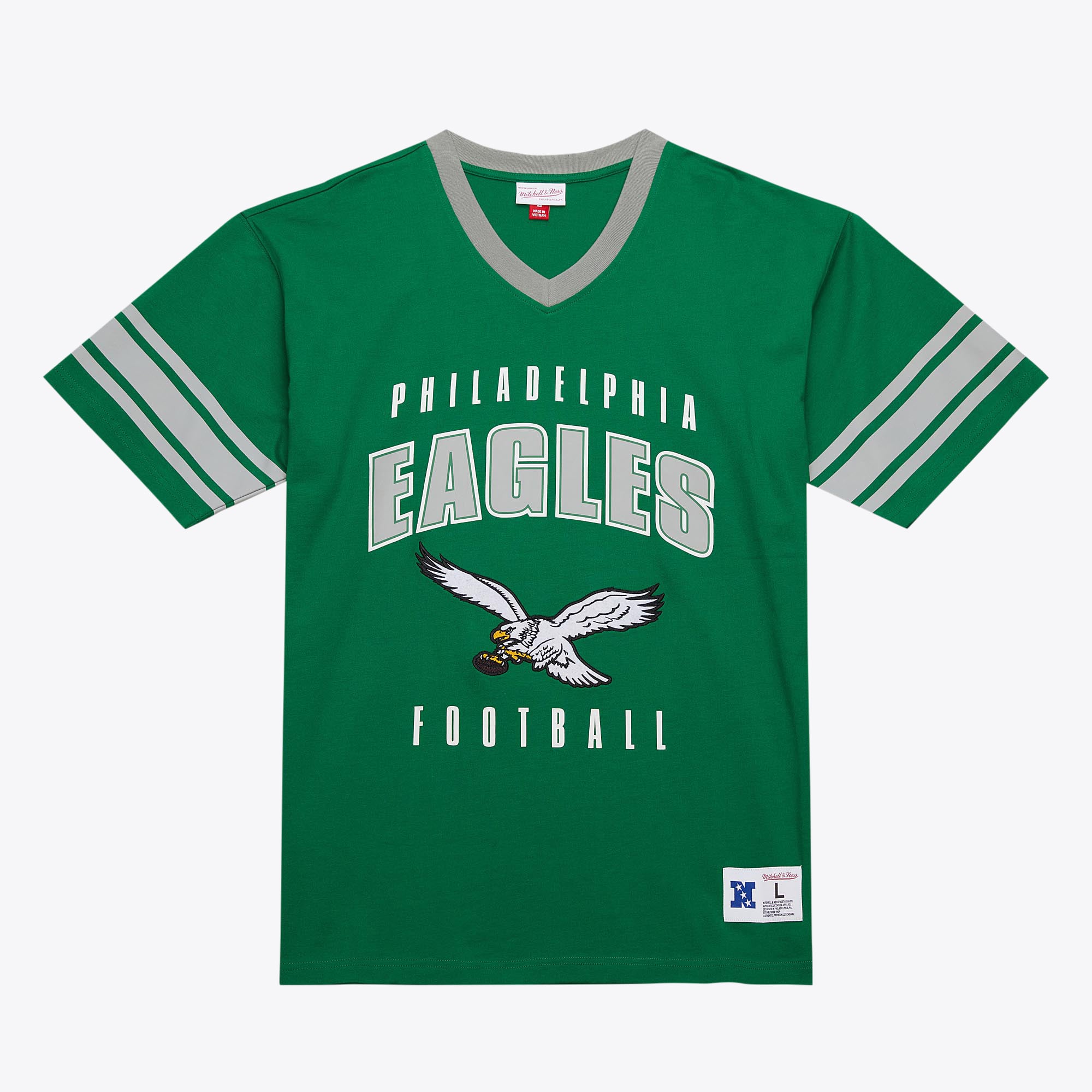 T-Shirt Col en V Philadelphia Eagles Mitchell & Ness Retro - Homme