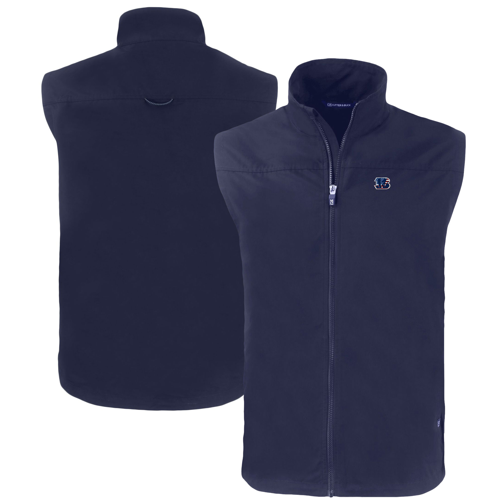 Men's Cutter & Buck Navy Cincinnati Bengals Big & Tall Americana Charter Eco Full-Zip Vest