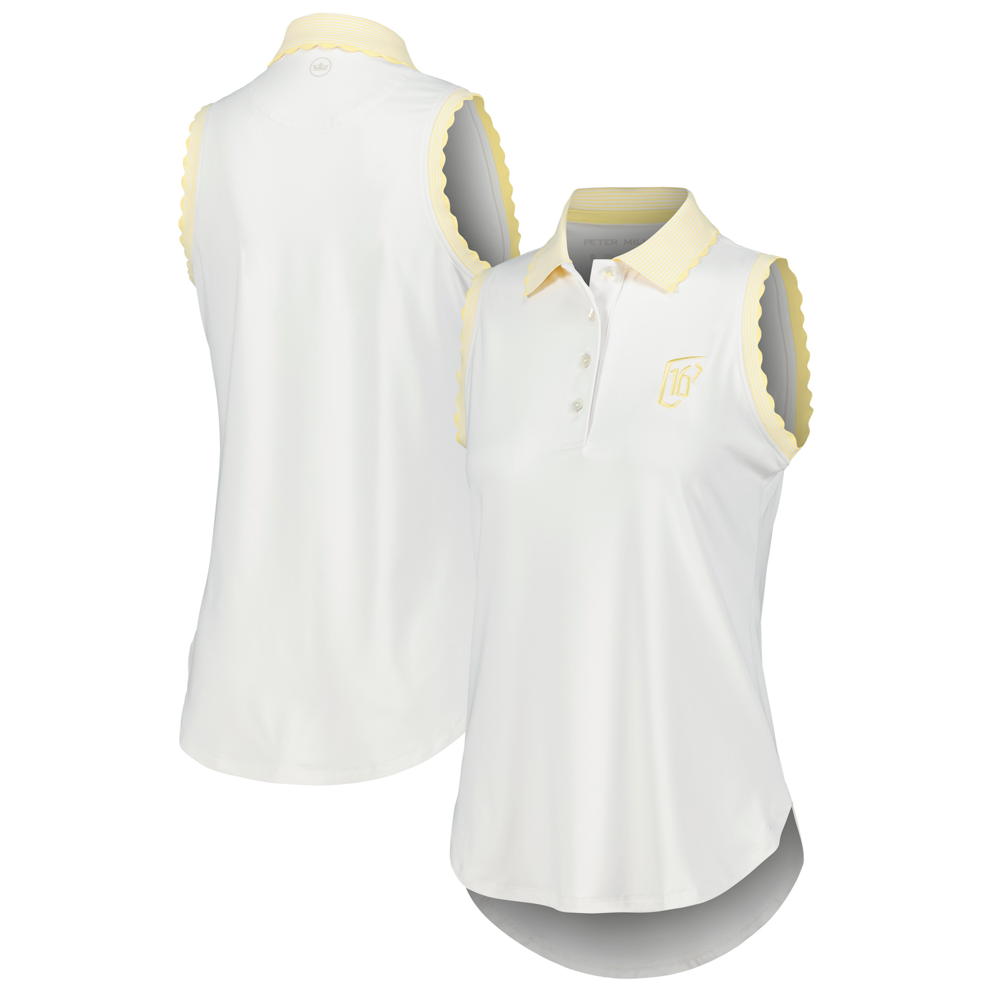 Women’s Peter Millar White/Yellow WM Phoenix Open Opal Stretch Sleeveless Jersey Polo Women’s Peter Millar White/Yellow WM Phoenix Open Opal Stretch Sleeveless Jersey Polo