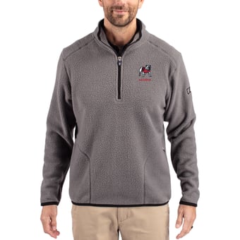 Men's Cutter & Buck Gray Georgia Bulldogs Alumni Logo Cascade Eco Sherpa Fleece Quarter-Zip Jacket