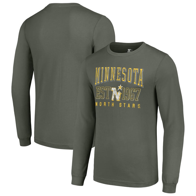 Men's Starter Green Minnesota North Stars Retro Graphic Long Sleeve Crew T-Shirt