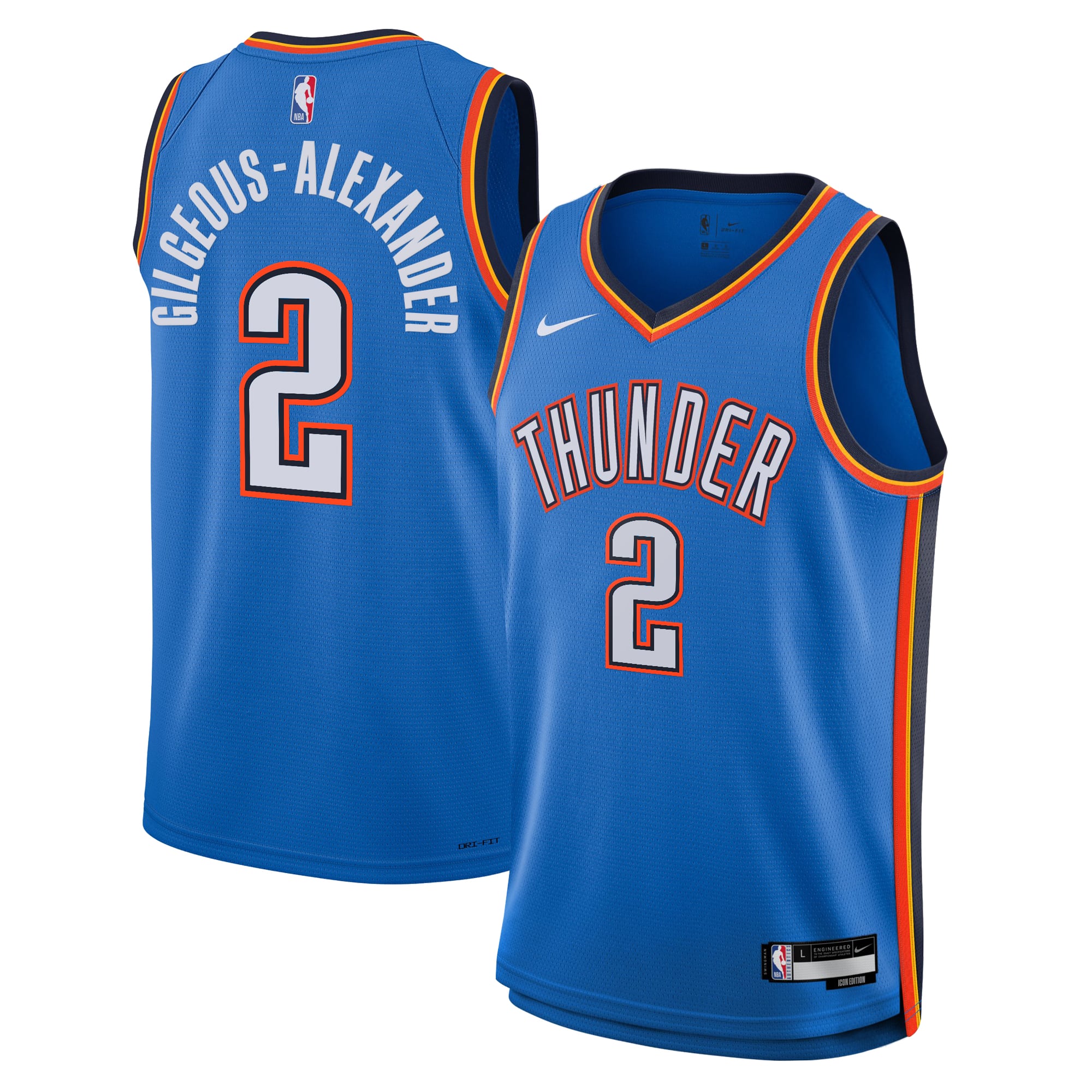 Camiseta Nike Icon Edition Swingman de Oklahoma City Thunder - Azul - Shai Gilgeous-Alexander - Jóvenes