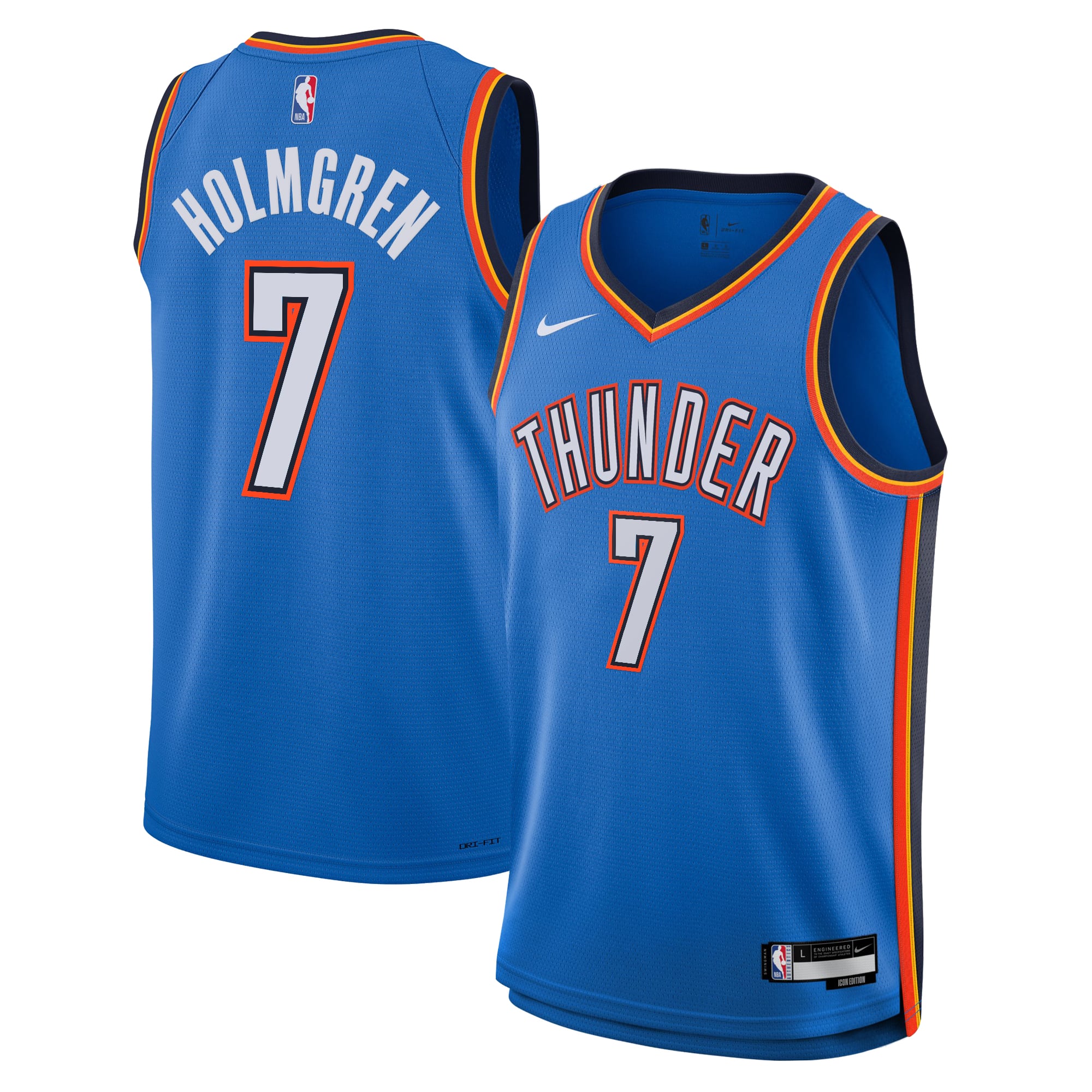 Camiseta Nike Icon Edition Swingman de Oklahoma City Thunder - Azul - Chet Holmgren - Jóvenes