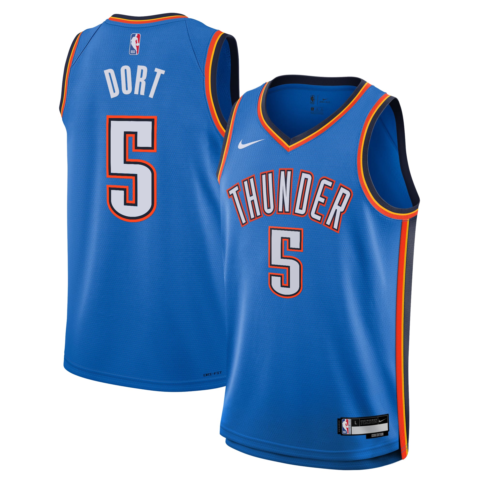 Camiseta Nike Icon Edition Swingman de Oklahoma City Thunder - Azul - Luguentz Dort - Jóvenes