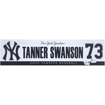 Tanner Swanson New York Yankees Player-Issued #73 Nameplate from the 2023 MLB Season