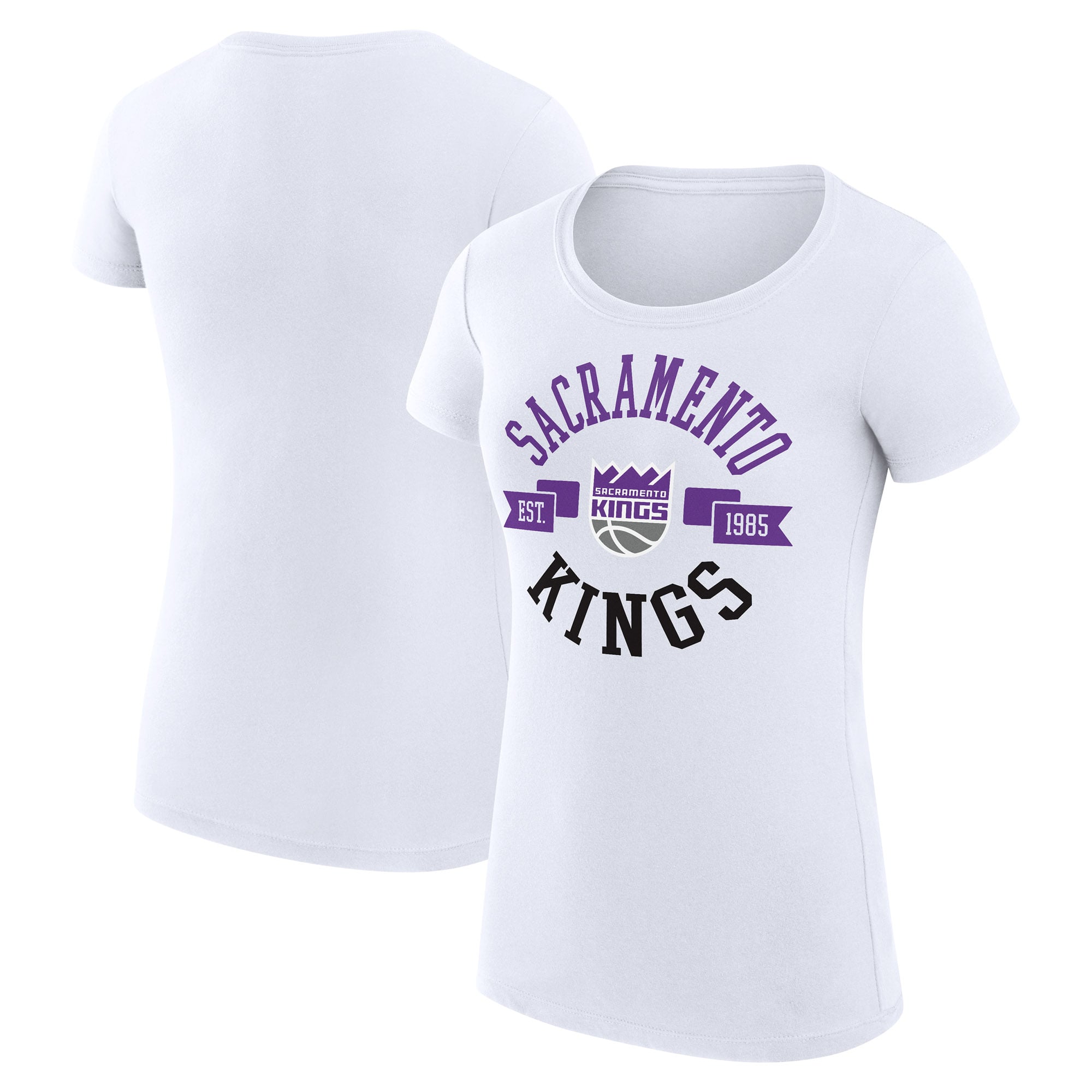 Women's G-III 4Her by Carl Banks White Sacramento Kings Super-Slim Fit Lightweight Large City Logo T-Shirt