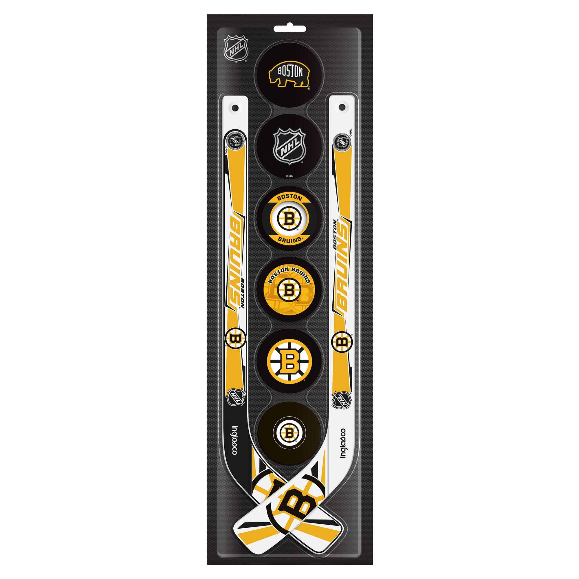 The Sports Vault Boston Bruins Mini Hockey Stick & Foam Puck Eight-Piece Set