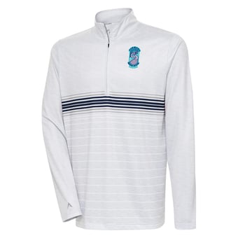 Men's Antigua Heather Gray Forward Madison FC Bullseye Quarter-Zip Pullover Top