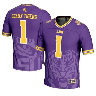 Men's GameDay Greats #1 Purple LSU Tigers Icon Print Football Fashion Jersey