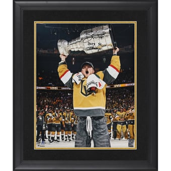 Jack Eichel Vegas Golden Knights Autographed Framed 16" x 20" Raising Cup Photograph with "23 SC Champs" Inscription