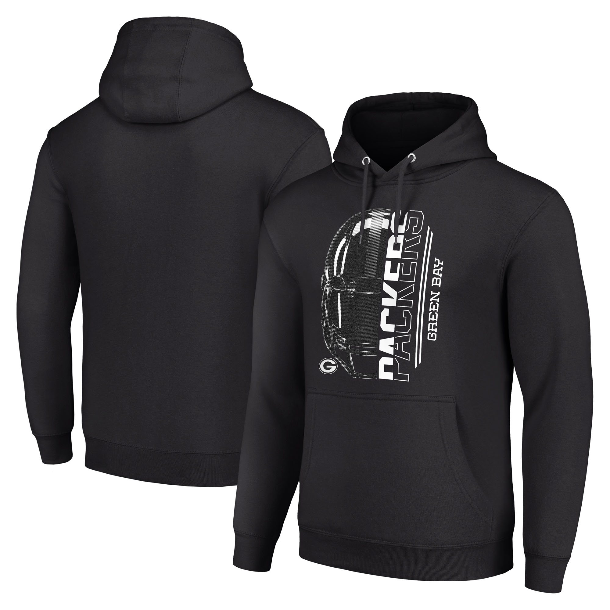 Unisex Starter Black Green Bay Packers Half Helmet Logo Pullover Hoodie