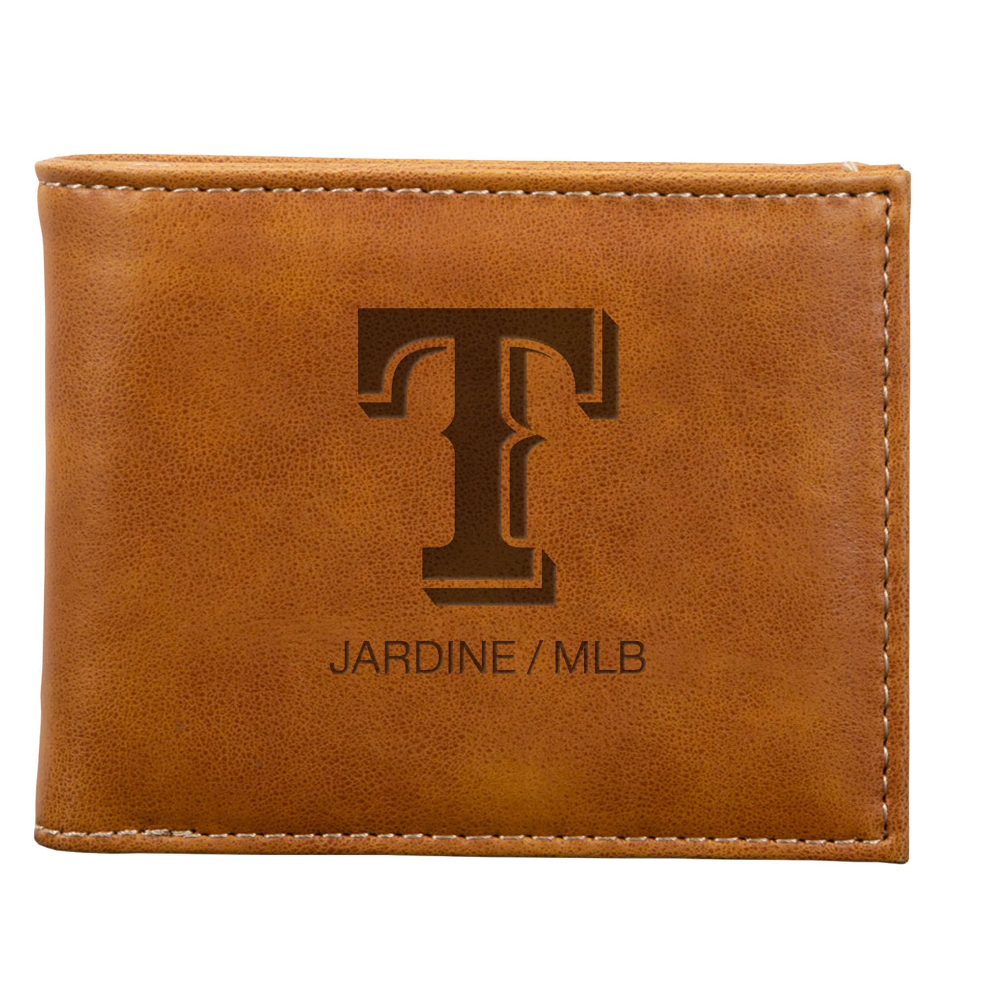 Brown Texas Rangers Laser-Engraved Billfold Wallet