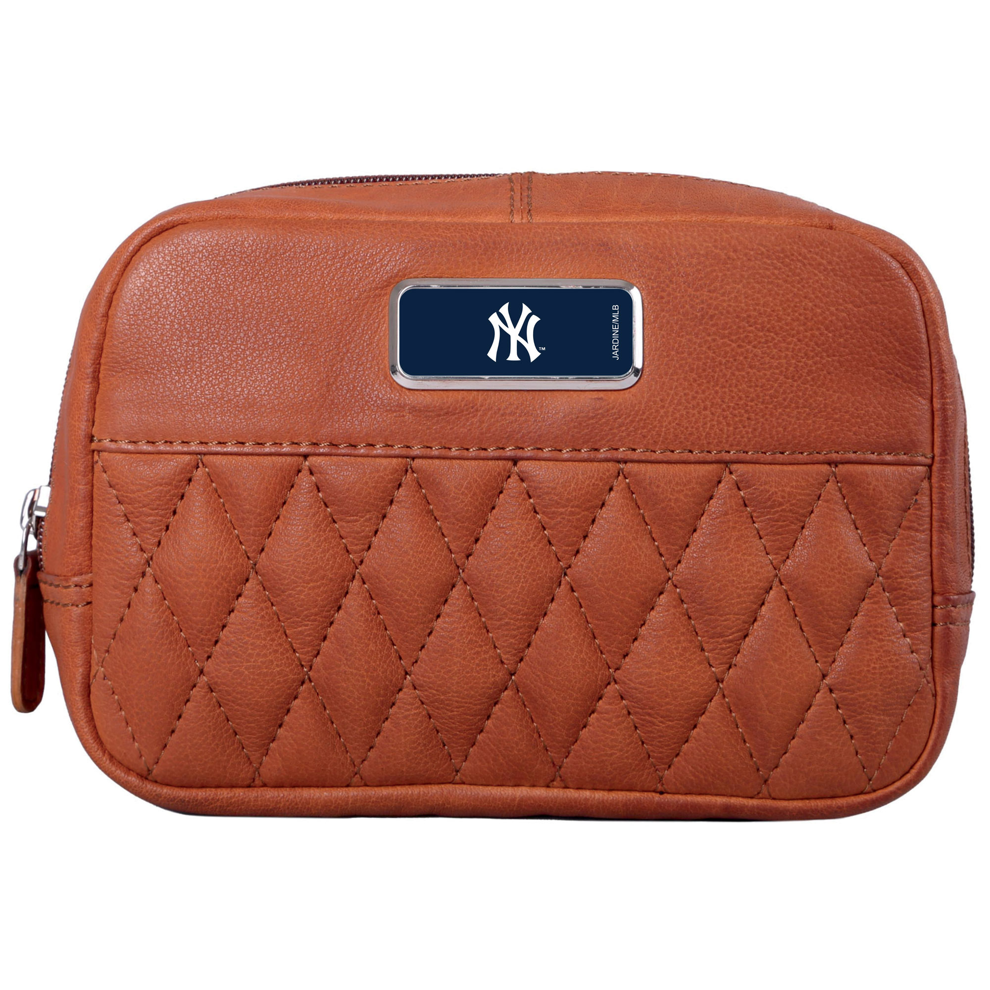 Tan New York Yankees Color Logo Plate Brea Canyon Zurich Leather Cross Body Bag