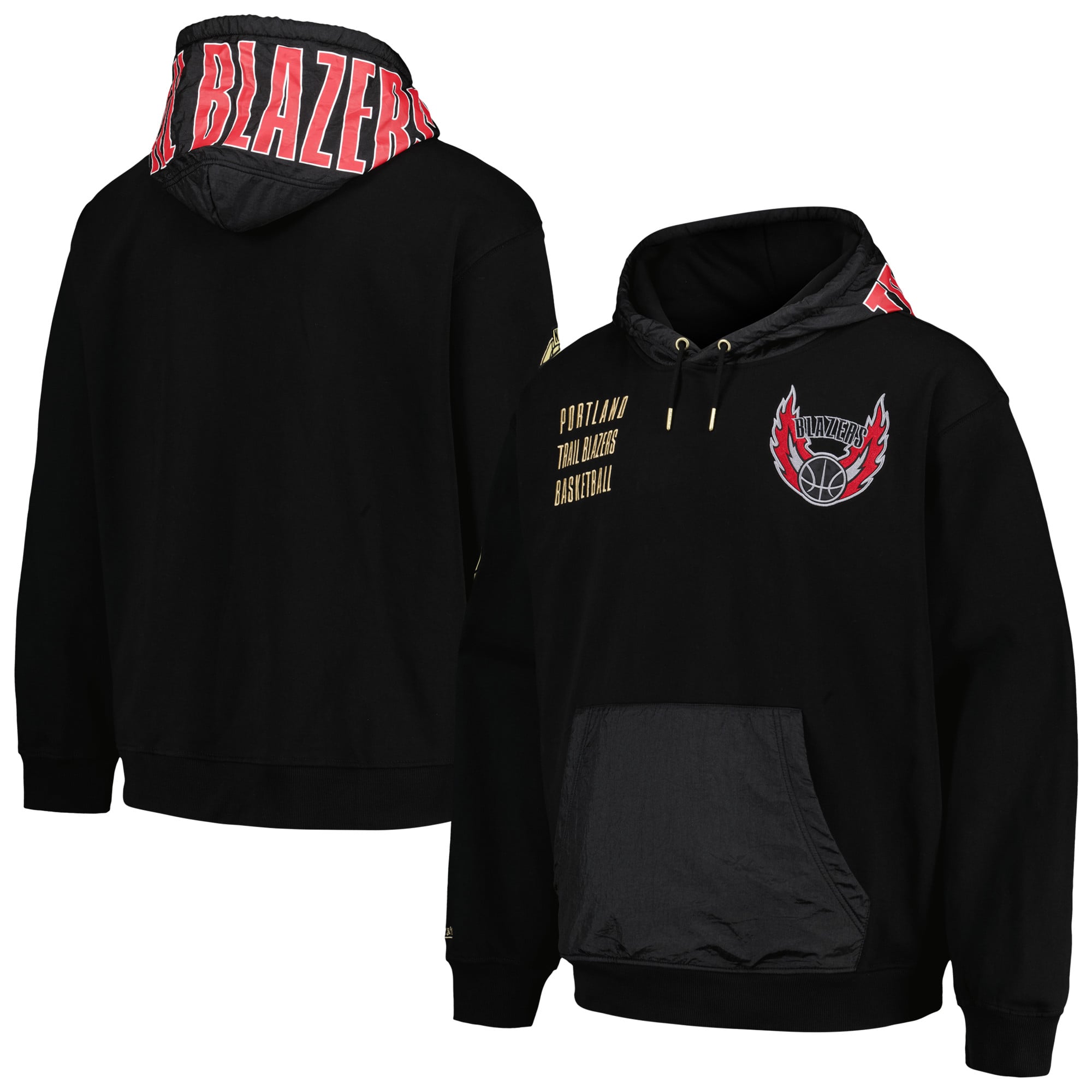 Men's Mitchell & Ness Black Portland Trail Blazers  Team OG 2.0 Vintage Logo Fleece Pullover Hoodie