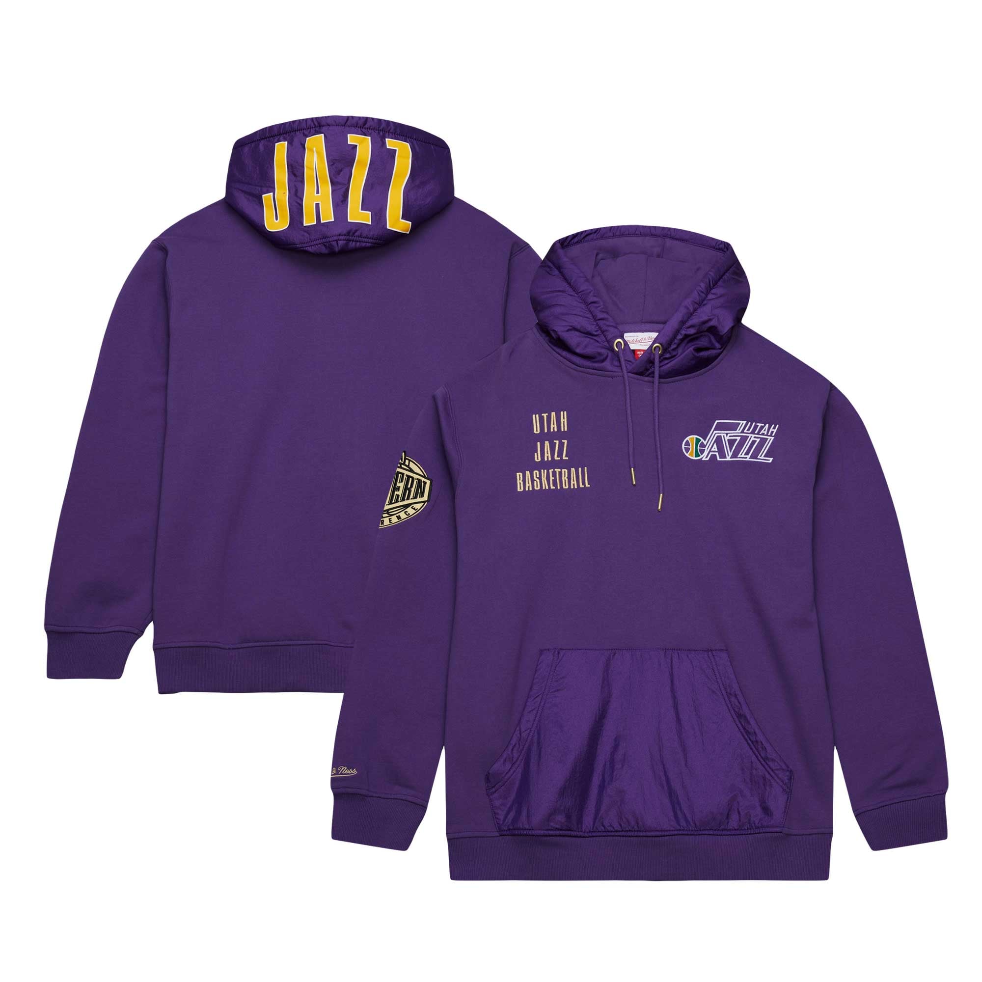 Men's Mitchell & Ness Purple Utah Jazz Team OG 2.0 Vintage Logo Fleece Pullover Hoodie