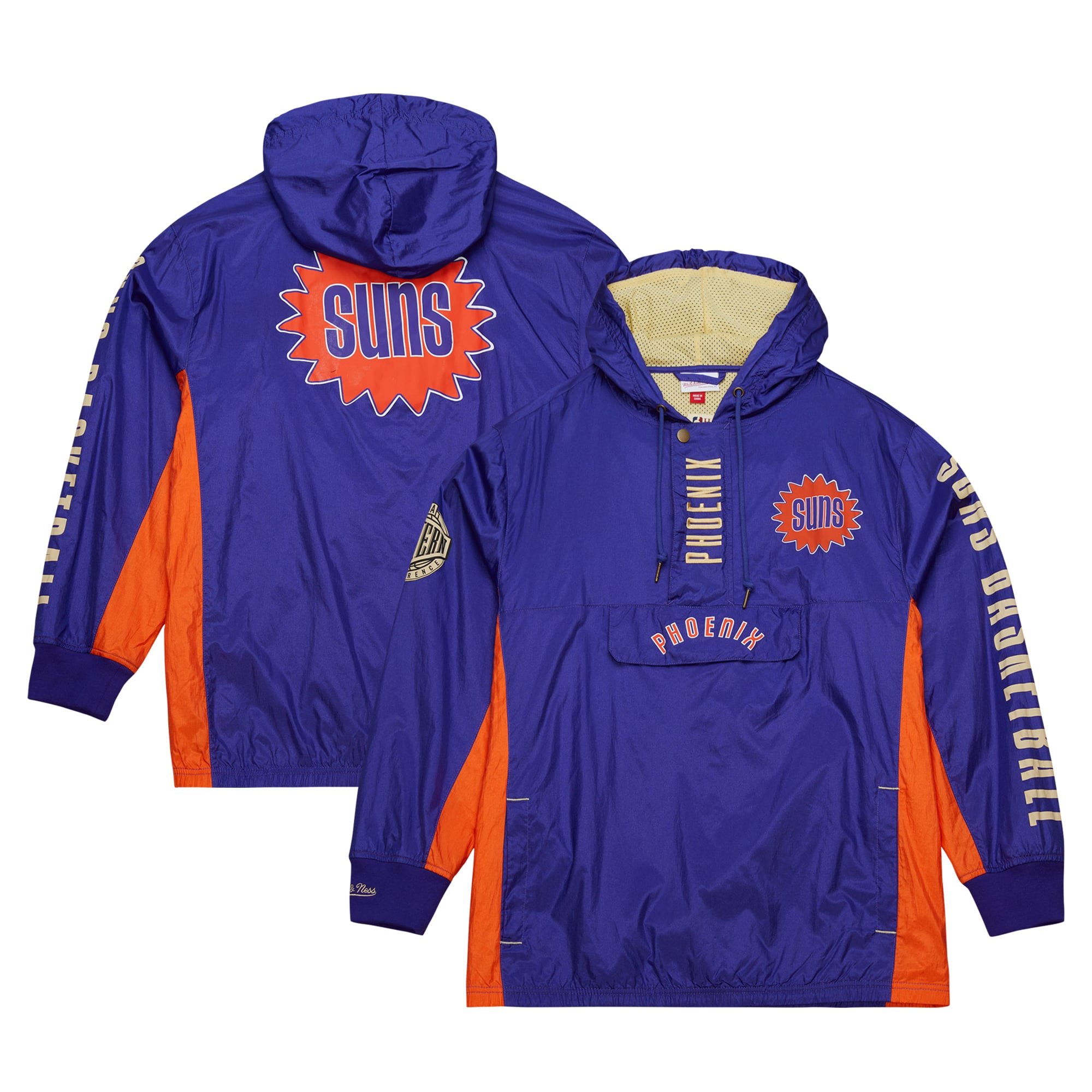 Men's Mitchell & Ness Purple Phoenix Suns  Team OG 2.0 Vintage Logo Anorak Windbreaker Quarter-Zip Jacket