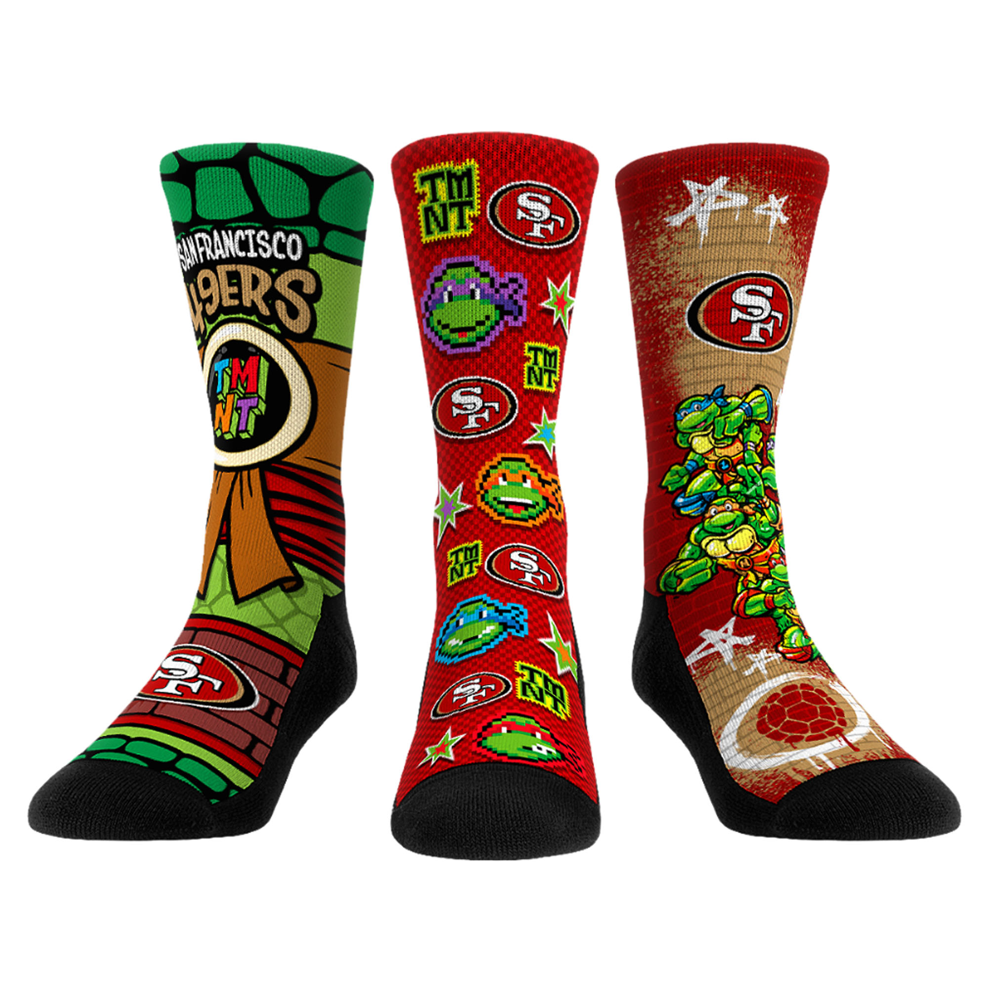 Unisex Rock Em Scarlet San Francisco 49ers TMNT Three-Pack Crew Sock Set