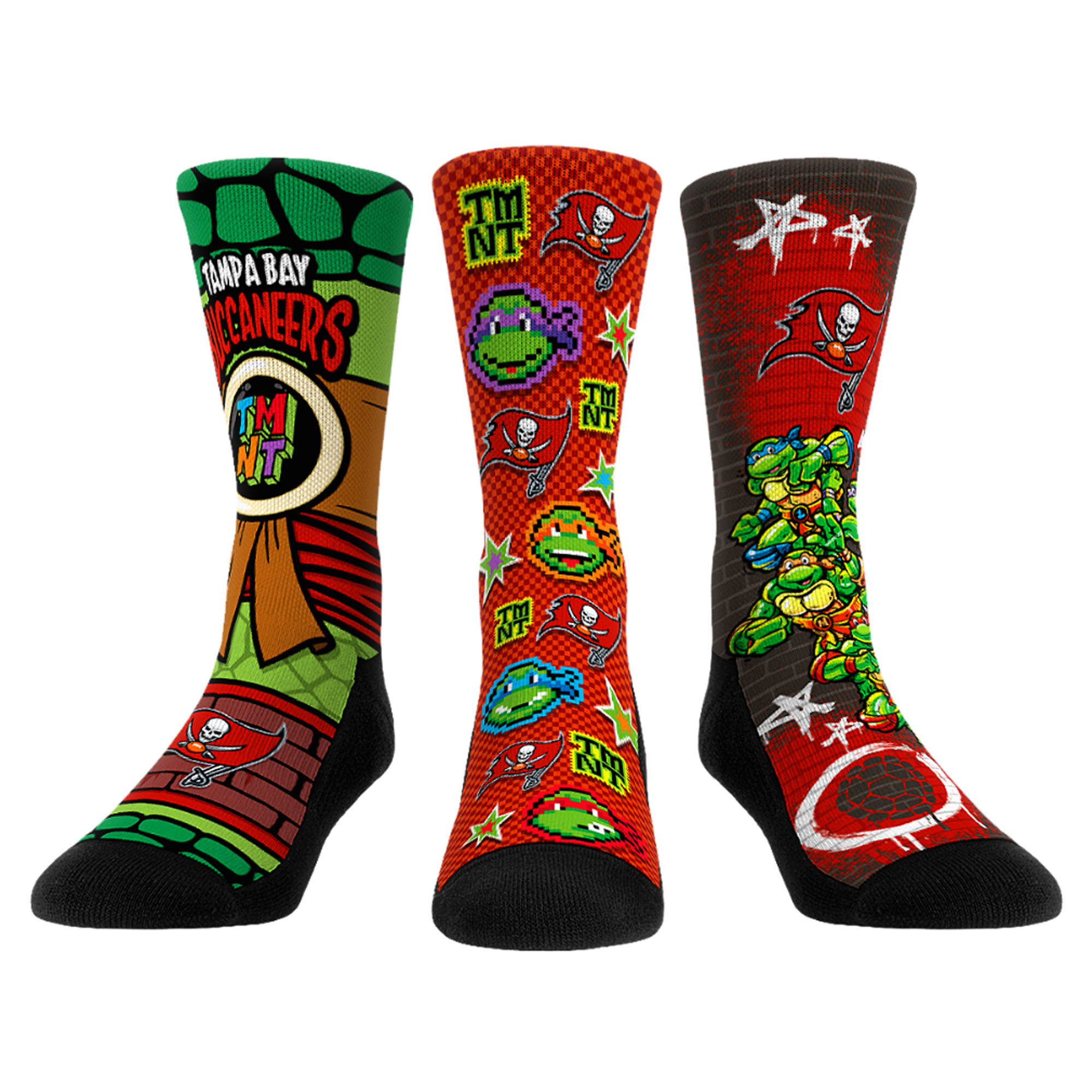 Unisex Rock Em Red Tampa Bay Buccaneers TMNT Three-Pack Crew Sock Set