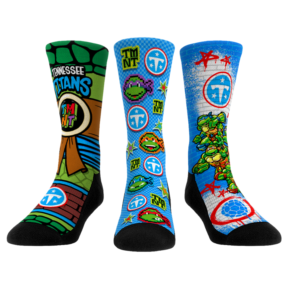 Unisex Rock Em  Light Blue Tennessee Titans TMNT Three-Pack Crew Sock Set