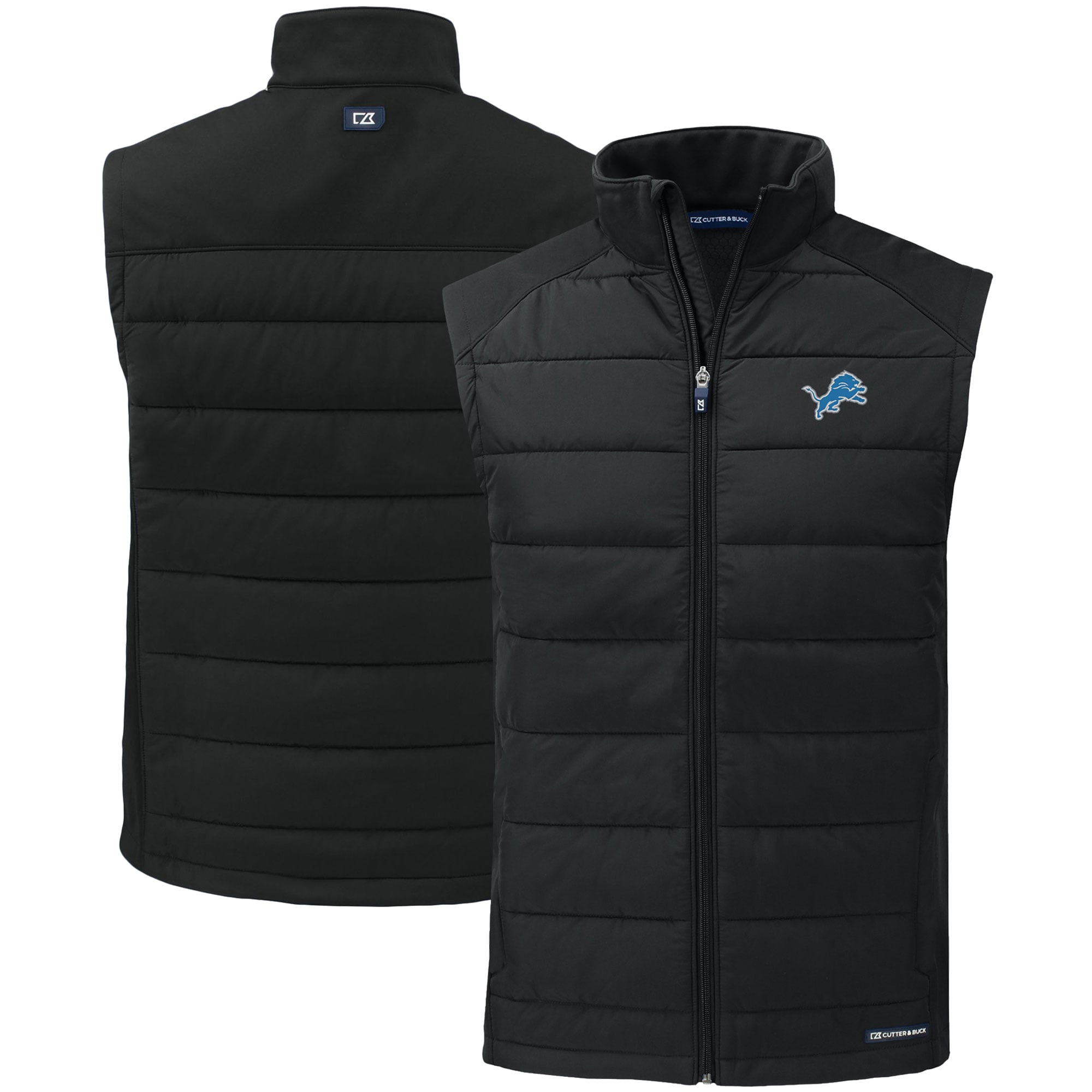 Men’s Cutter & Buck Black Detroit Lions Primary Mark Evoke PrimaLoft Hybrid Eco Softshell Recycled Full-Zip Vest Men’s Cutter & Buck Black Detroit Lions Primary Mark Evoke PrimaLoft Hybrid Eco Softshell Recycled Full-Zip Vest