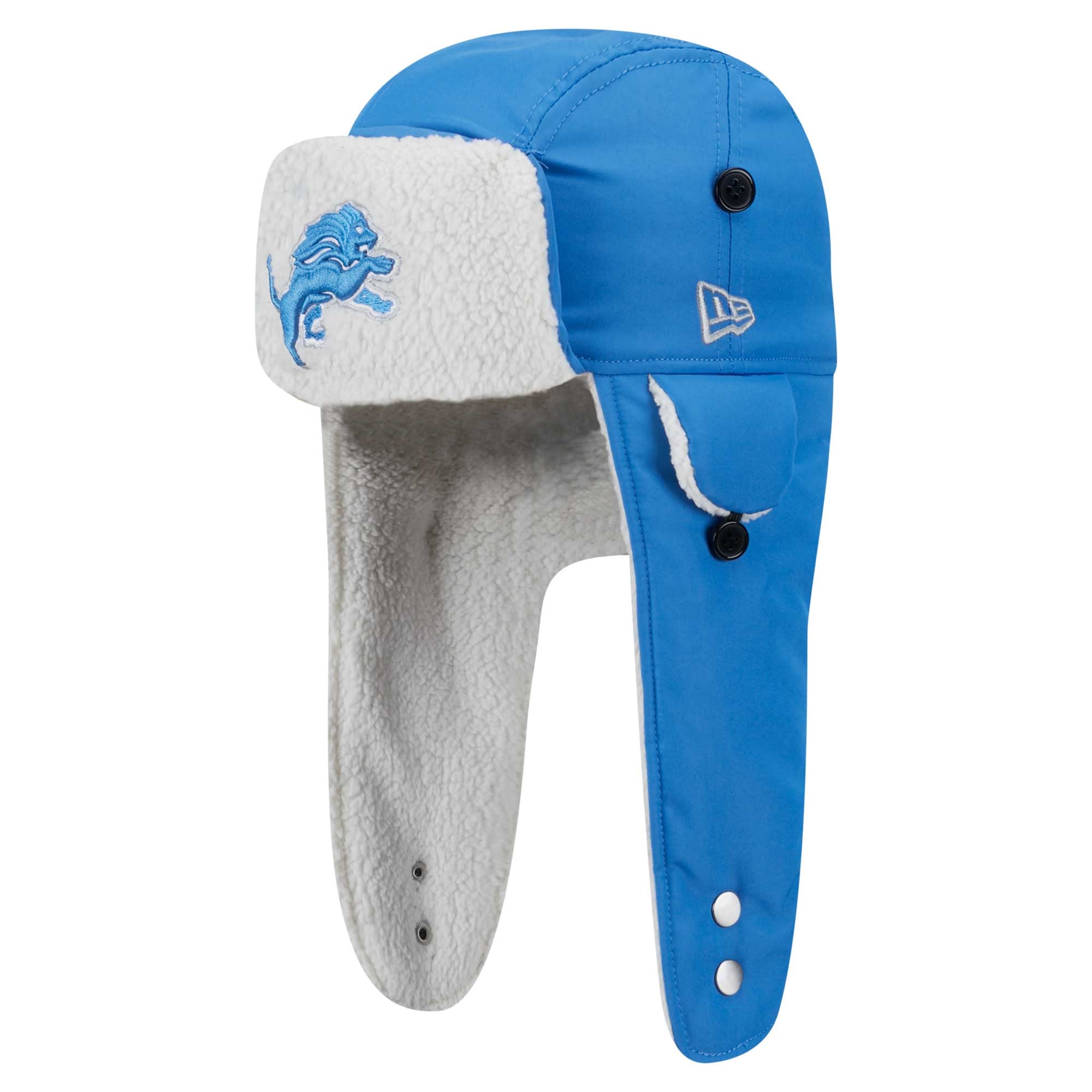 Men's New Era Blue Detroit Lions Sherpa Trapper Hat