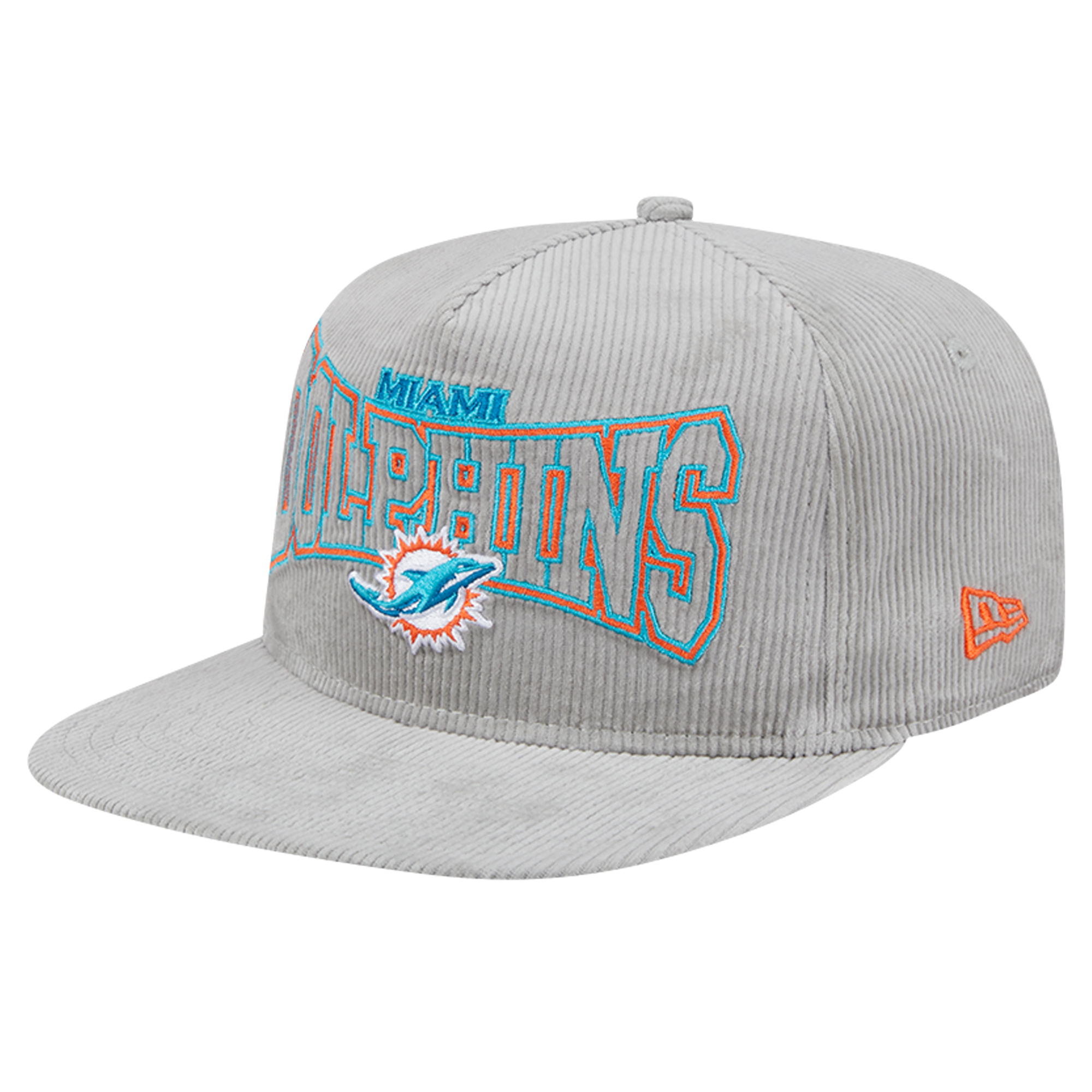 Men’s New Era Gray Miami Dolphins Corduroy Golfer Adjustable Hat Men’s New Era Gray Miami Dolphins Corduroy Golfer Adjustable Hat